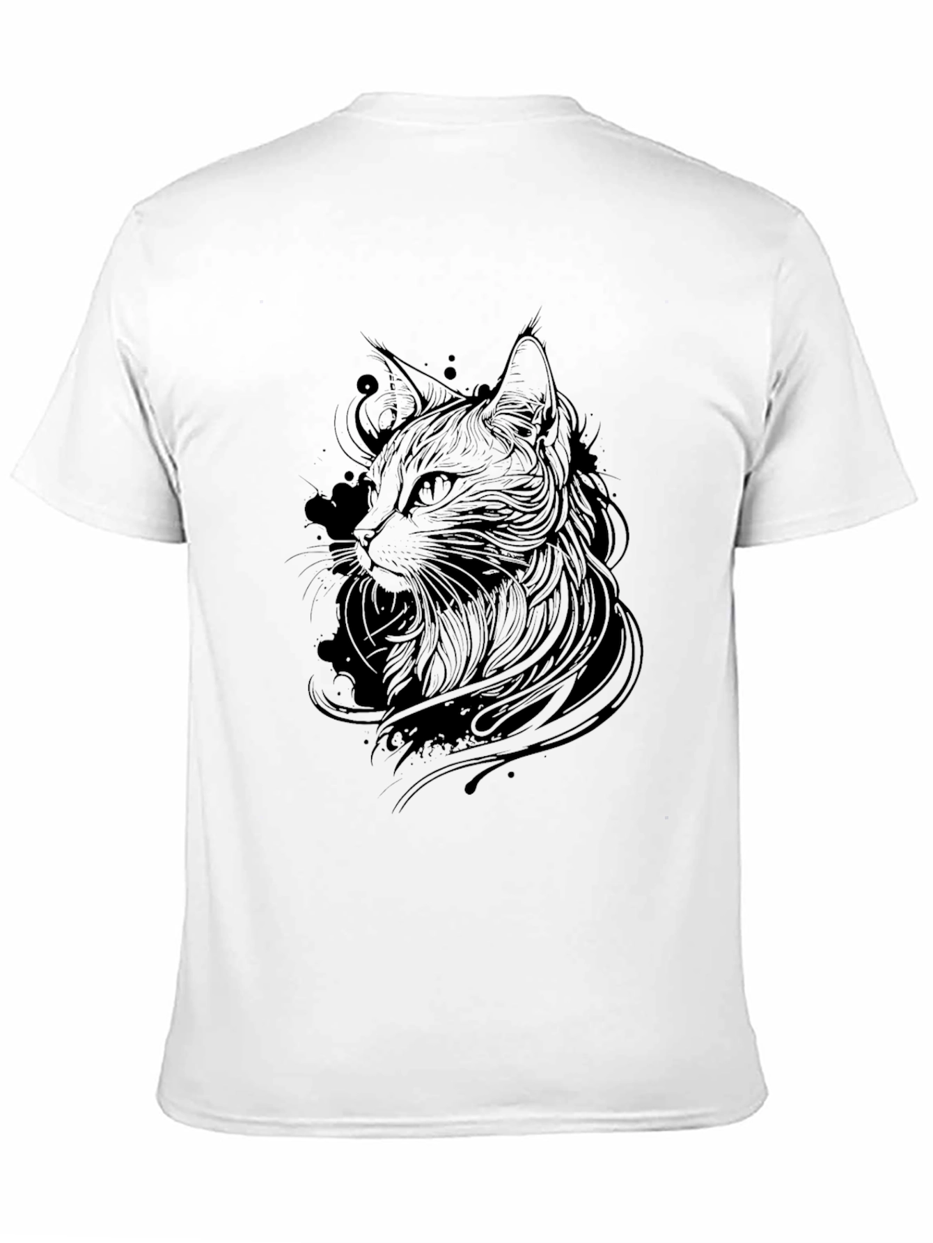 Black Black Cat Line Art Graphic Tee - Men's view 11