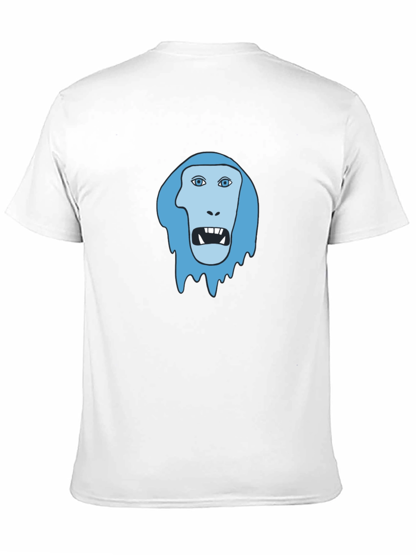 Black Men's Black T-Shirt - Blue Monster Face Graphic view 11