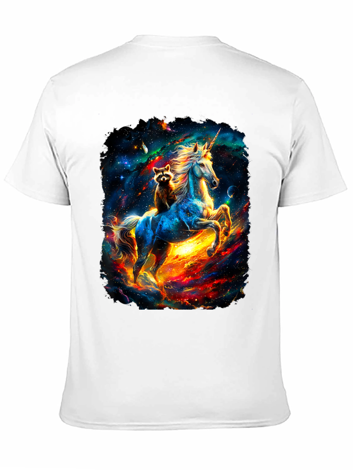 Black Cosmic Unicorn & Raccoon Graphic Tee view 11