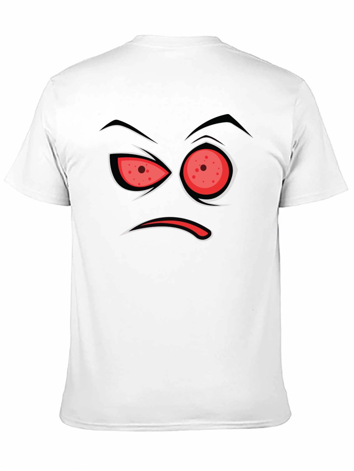 Black Men's Black T-Shirt with Angry Face Design view 11