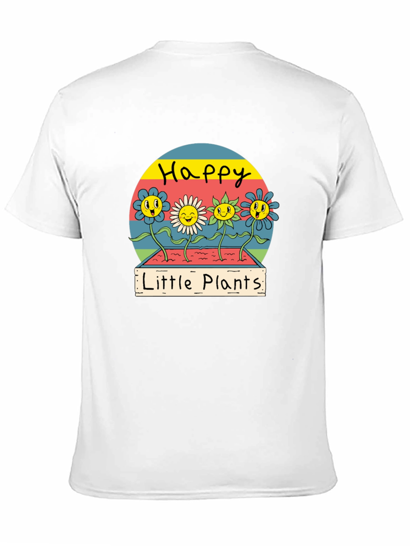 Black Happy Little Plants Graphic Tee - Trendy Unisex T-Shirt view 11