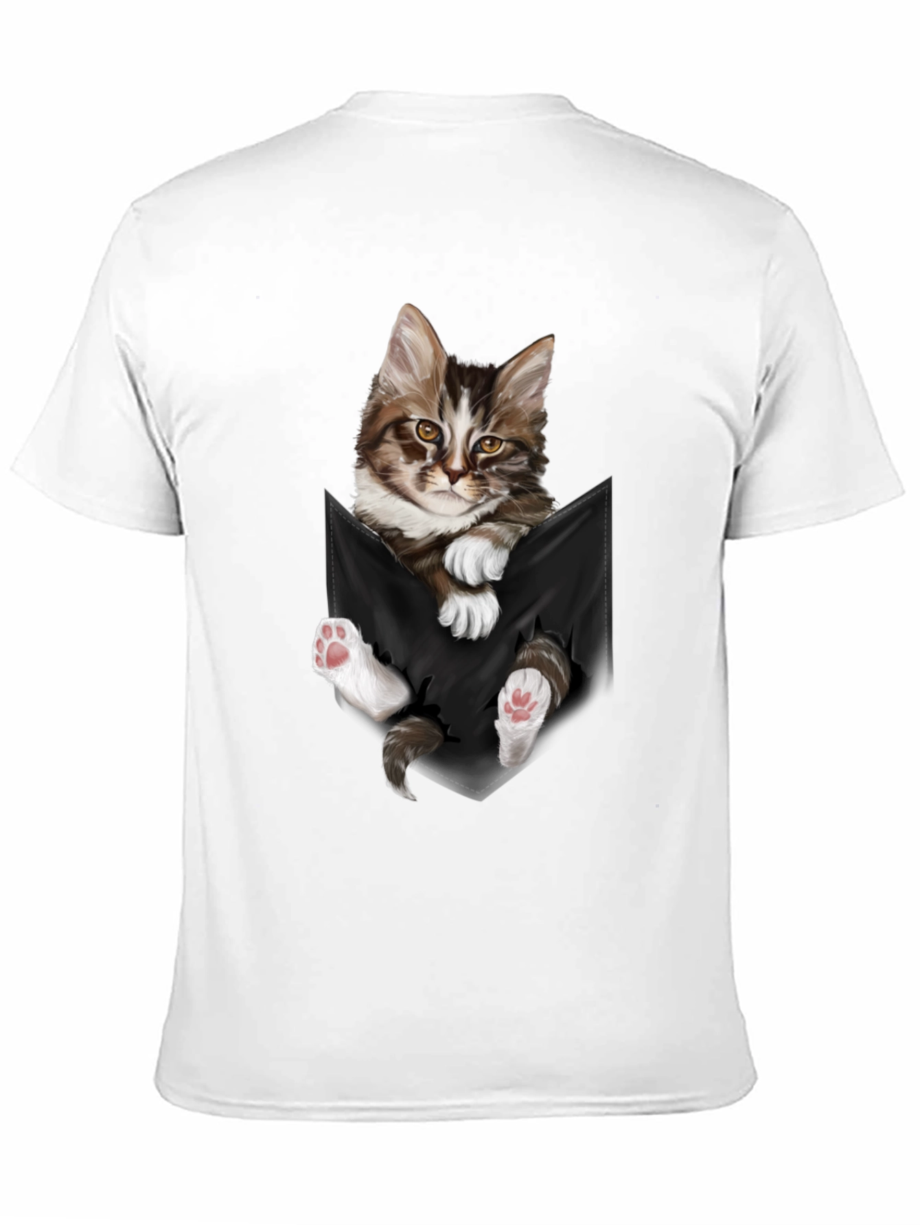 Black Cat Pocket T-Shirt - Novelty Animal Tee view 11
