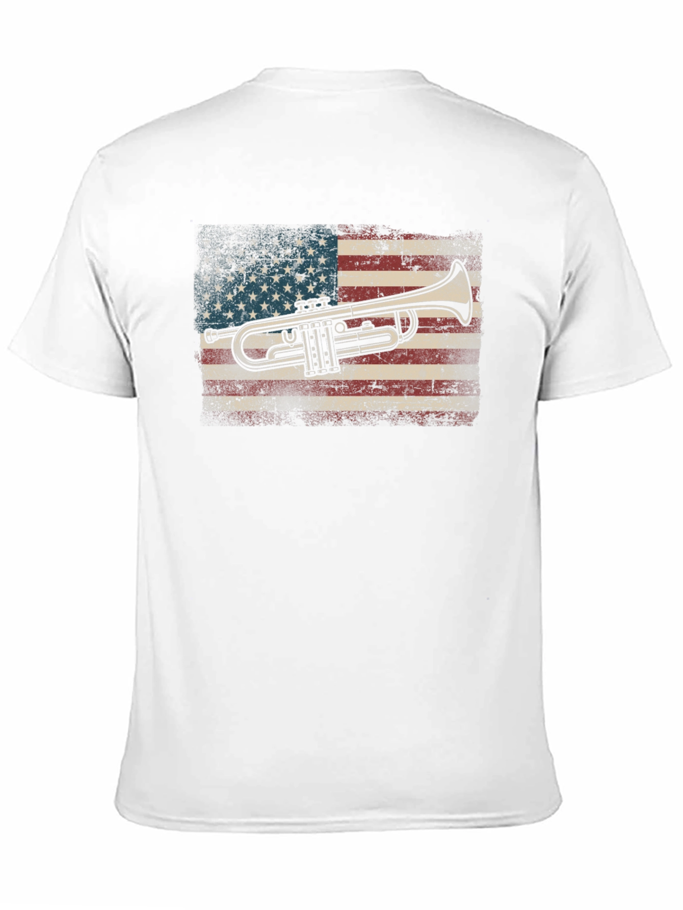Black Trumpet USA Flag Graphic Tee - Black Cotton T-Shirt view 11