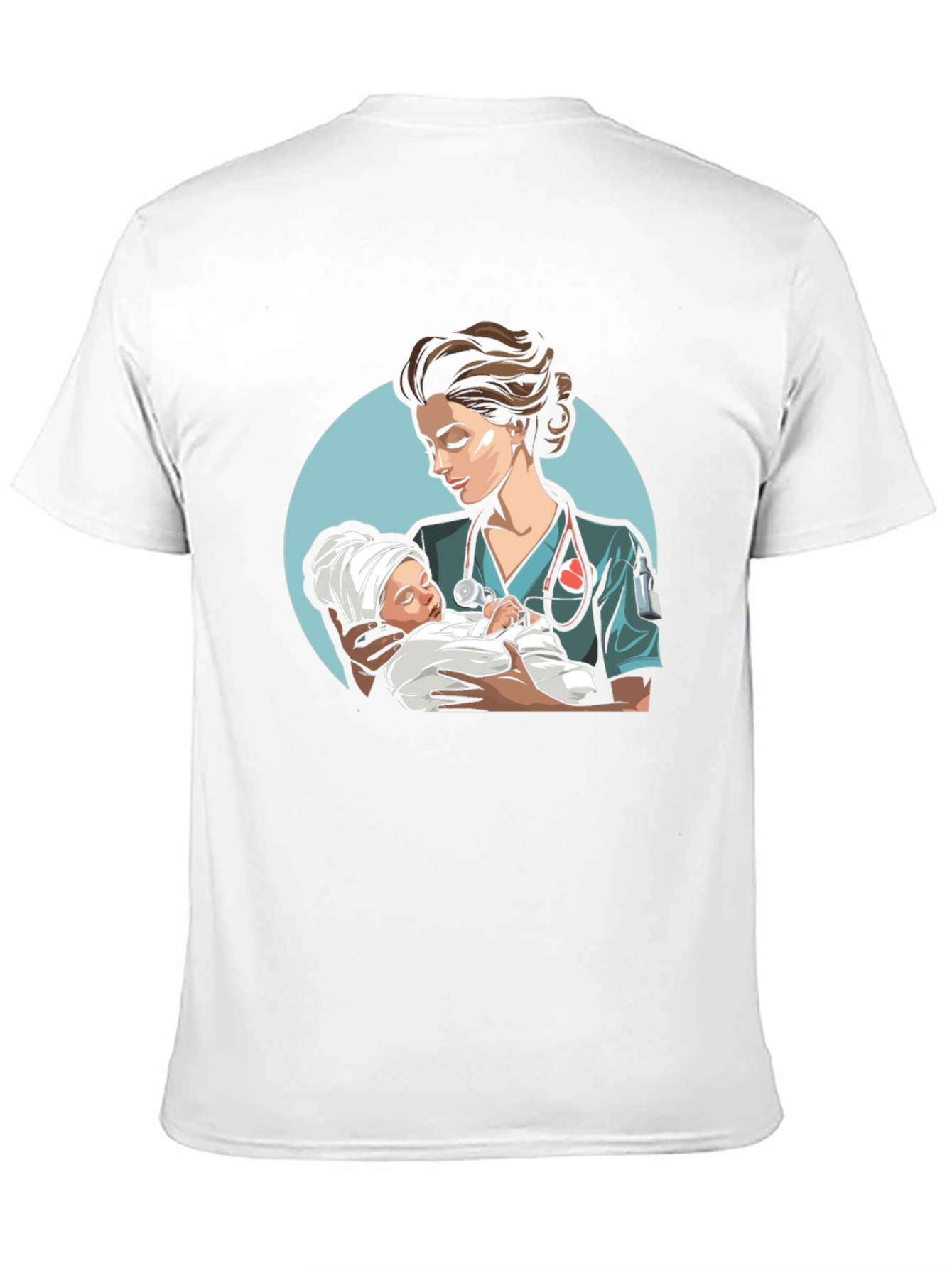 Black Nurse & Baby Graphic Tee - Black Cotton T-Shirt view 11