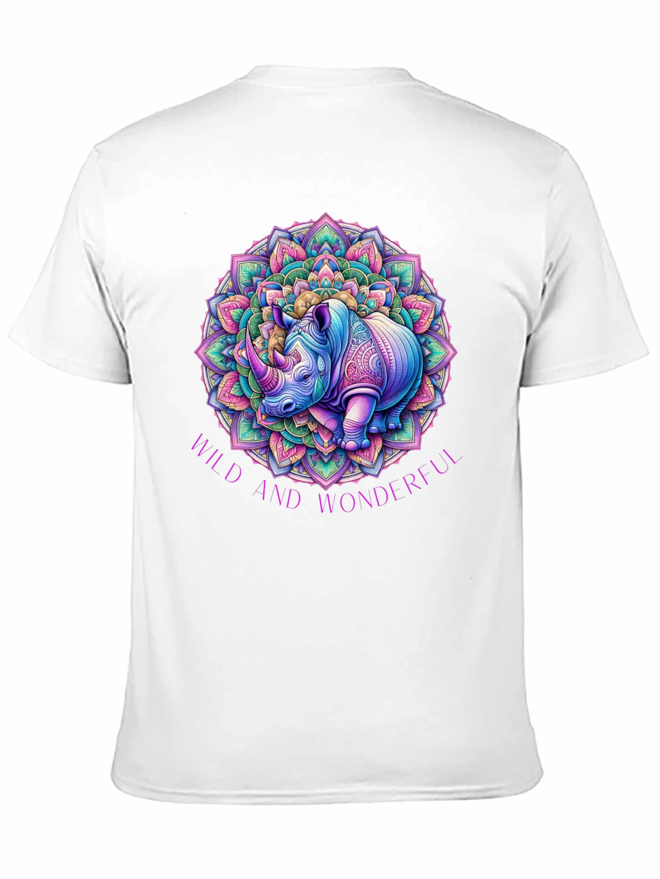 Black Wild and Wonderful Rhino Mandala T-Shirt view 11