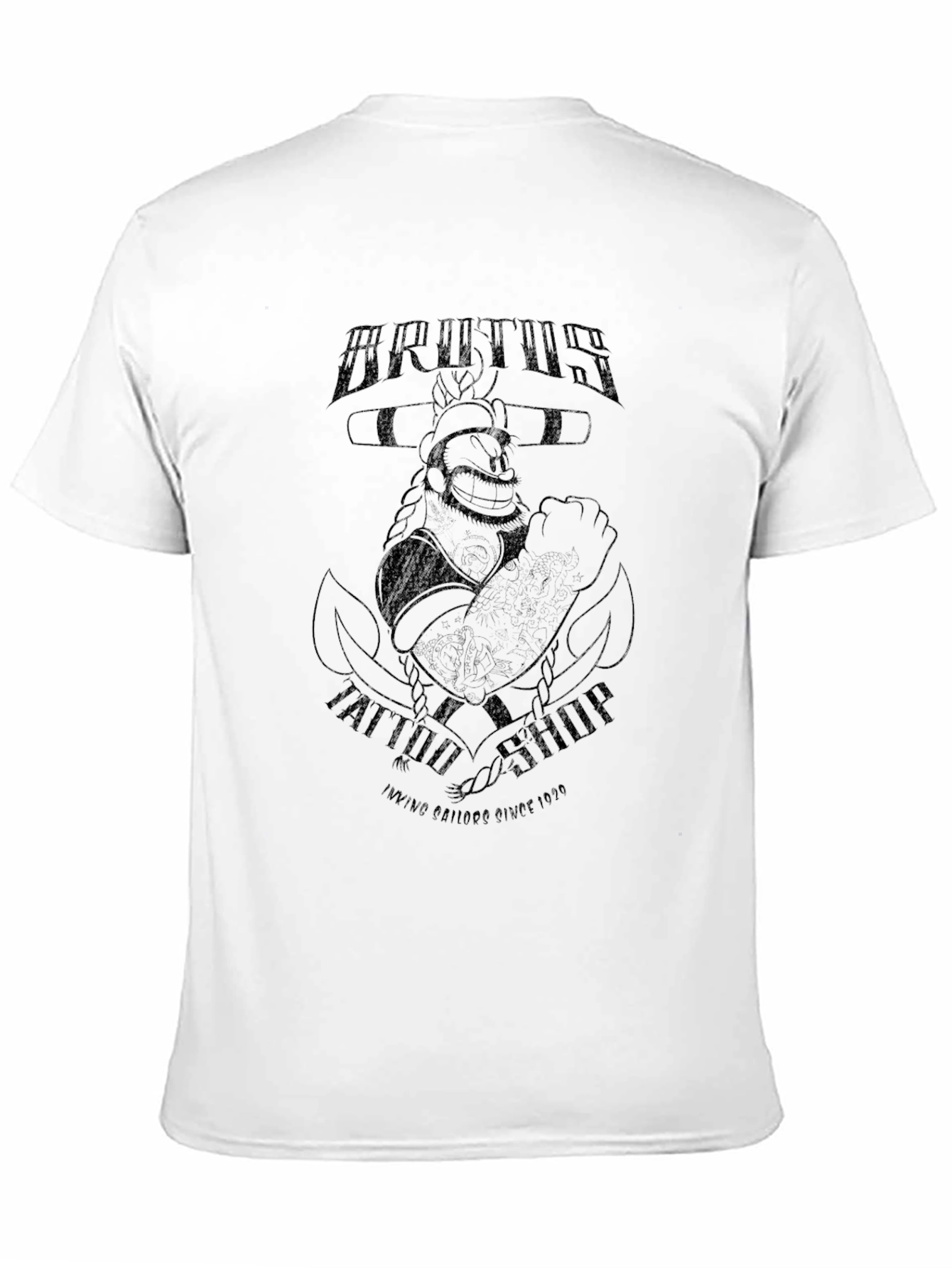 Black Brutus Tattoo Shop Graphic Tee - Vintage Sailor Design view 11