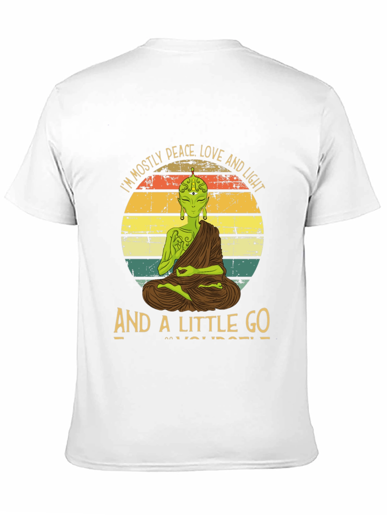 Black Peace Love and Light T-Shirt - Alien Buddha view 11