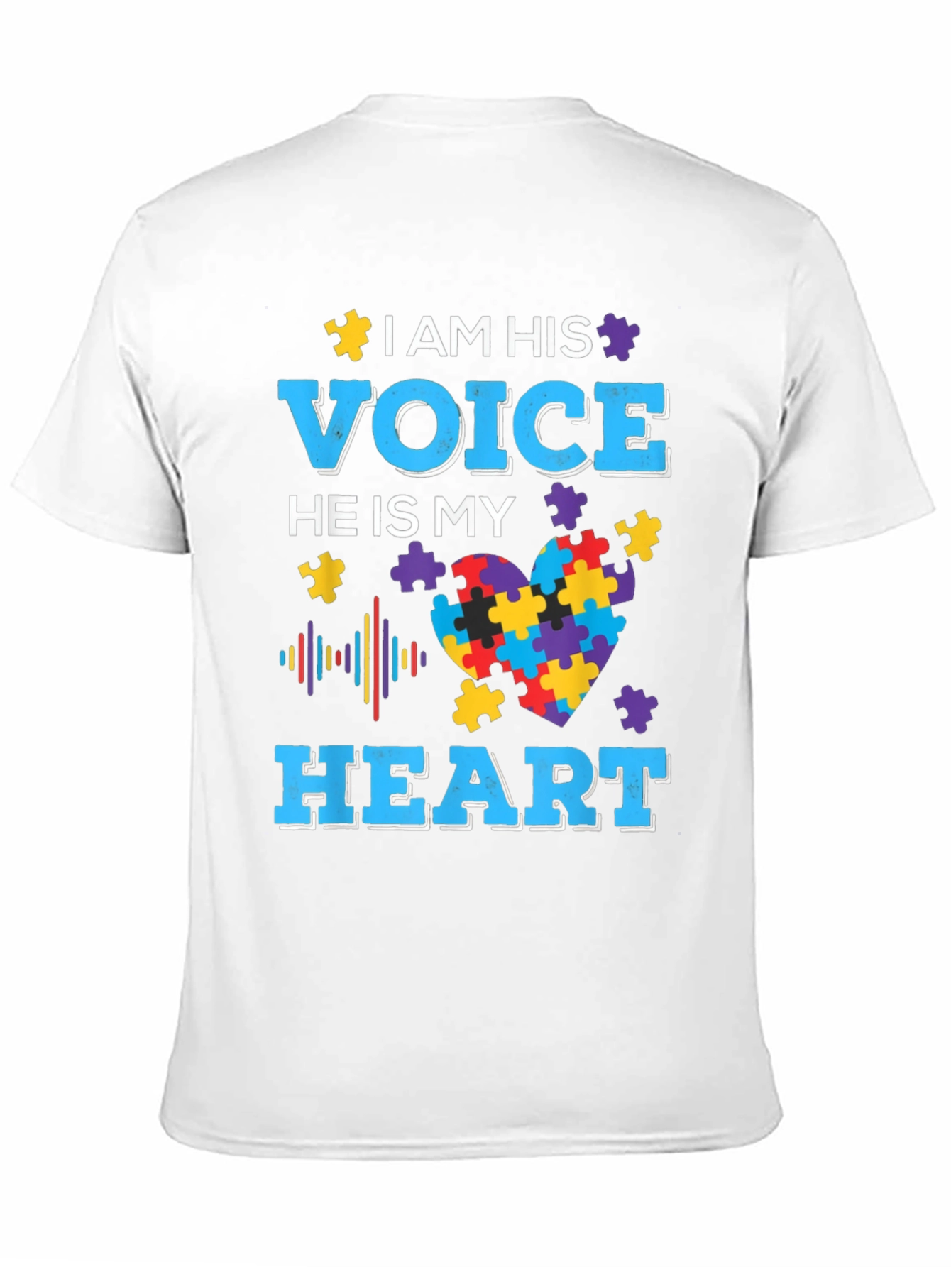 Black Autism Awareness T-Shirt - I am his Voice view 11