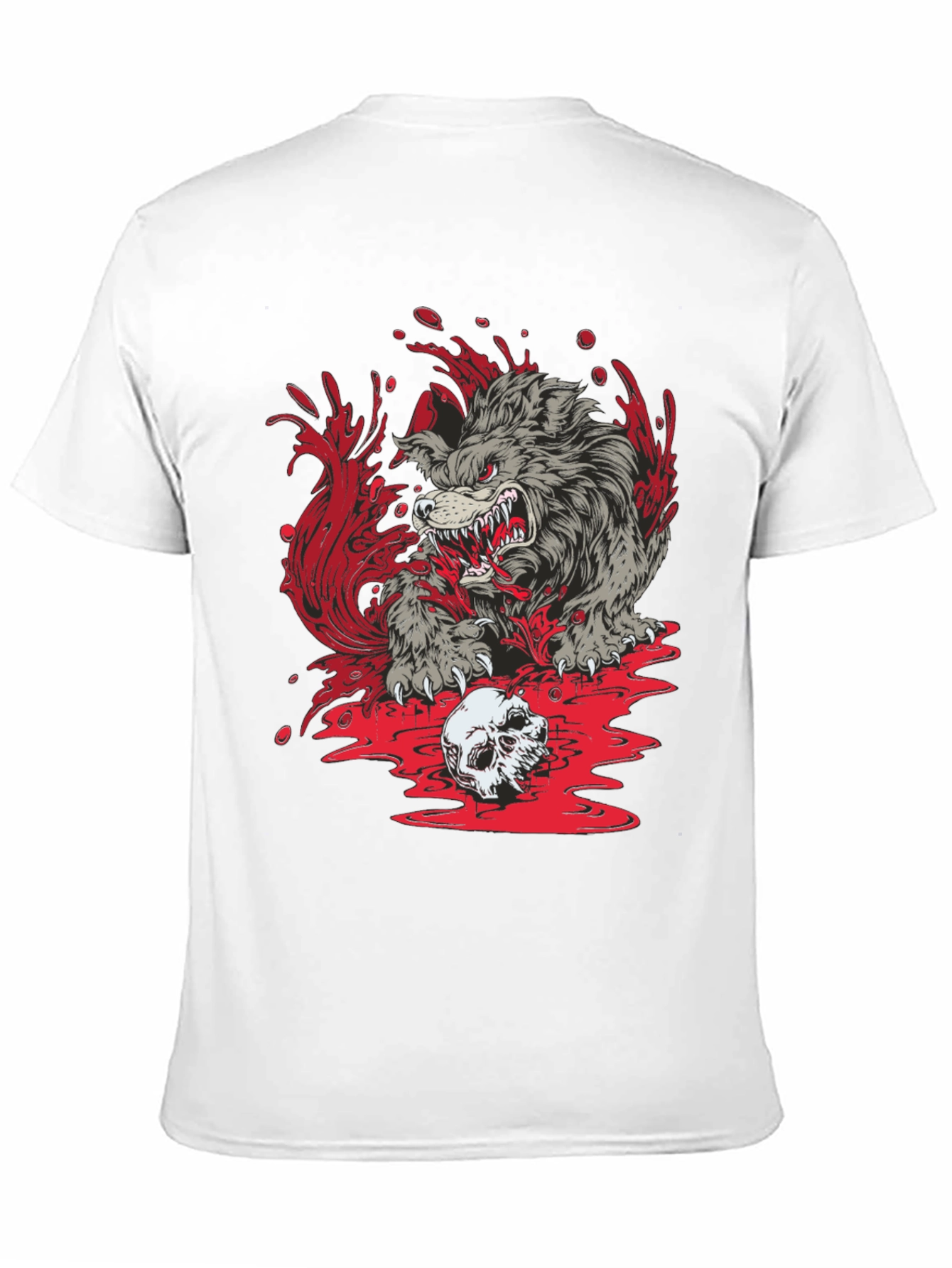 Black Wolf Skull Graphic Print Tee view 11