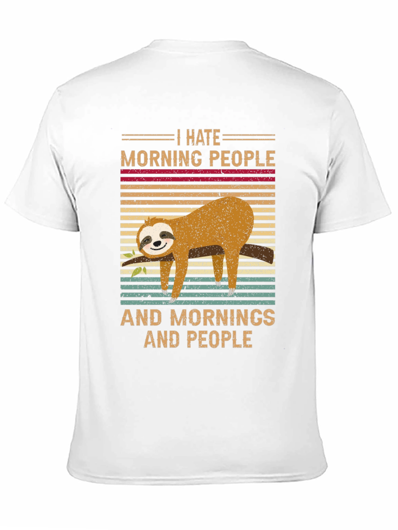 Black I Hate Morning People Sloth T-Shirt view 11