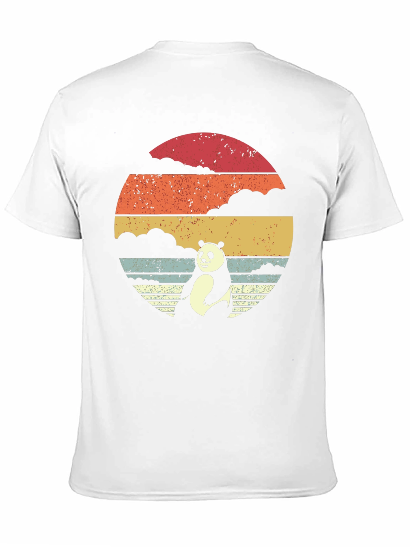 Black Panda Sunset Graphic Tee - Retro Style Black T-Shirt view 11