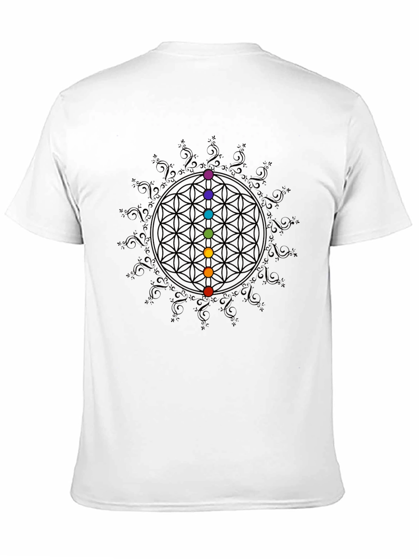 Black Chakra Flower of Life Graphic Tee - Black view 11