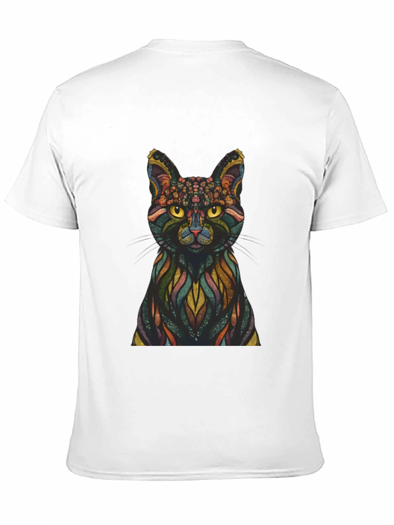 Black Abstract Cat Graphic Print T-Shirt view 11