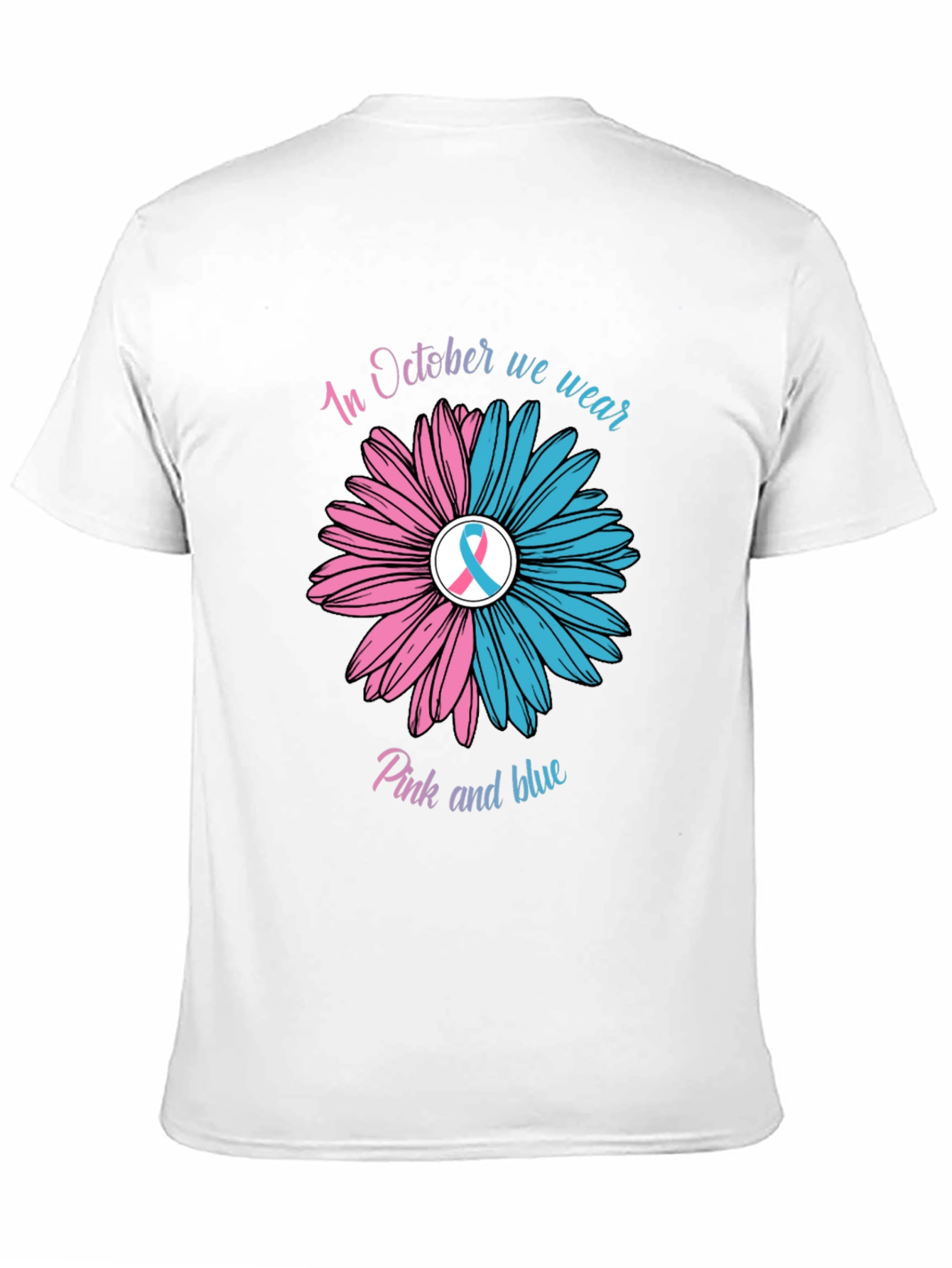 Black October Pink and Blue Awareness T-Shirt view 11