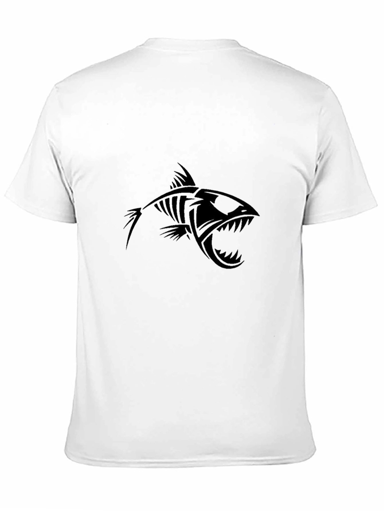 Black Edgy Fish Skeleton Graphic Black T-Shirt view 11