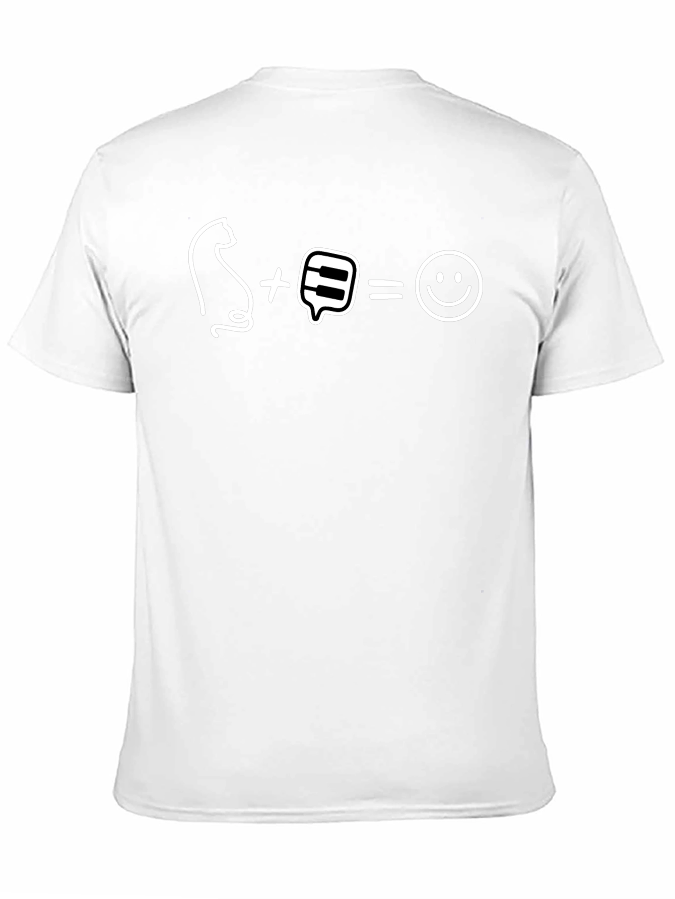 Black Cat Piano Equals Happy Face Funny T-Shirt view 11