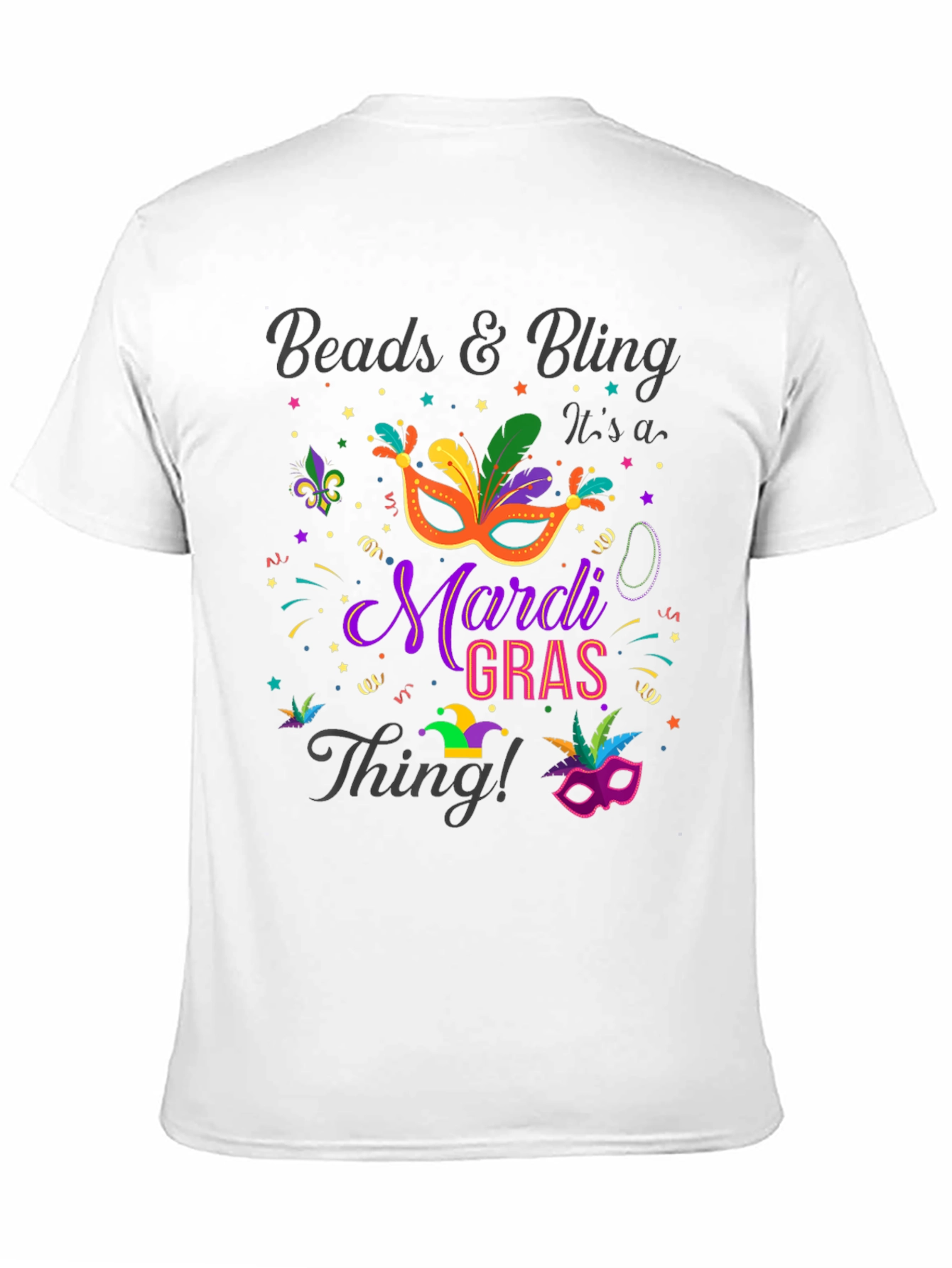 Mardi Gras Beads & Bling Graphic T-Shirt - 11