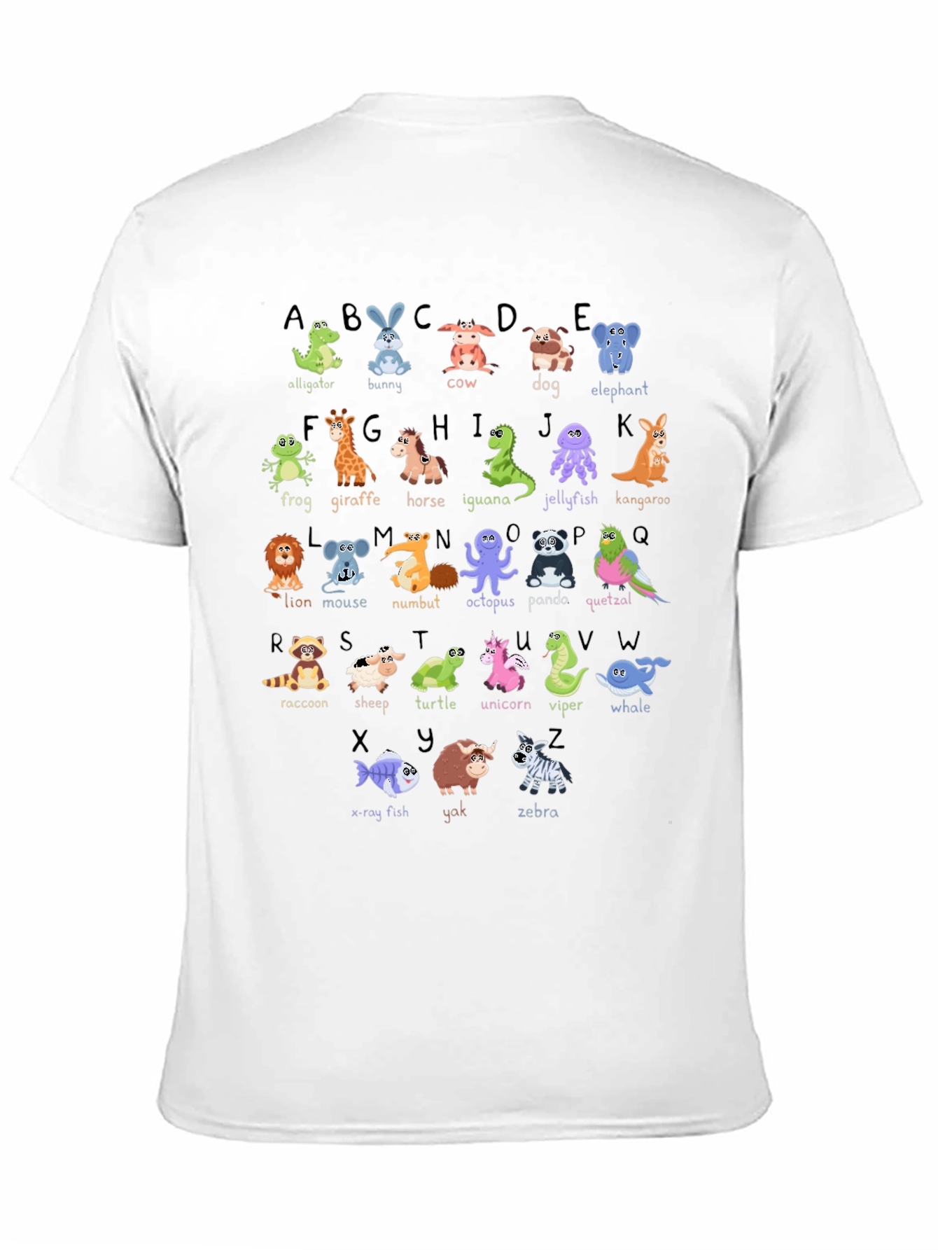 Black Animal Alphabet T-Shirt - Fun Educational Design view 11