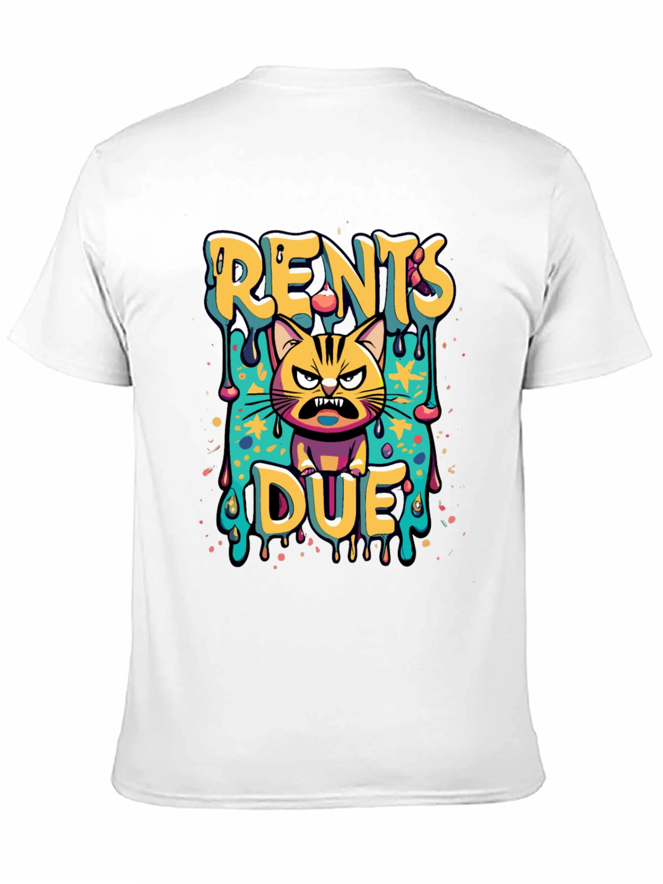 Black Rents Due Angry Cat Graphic Black T-Shirt view 11