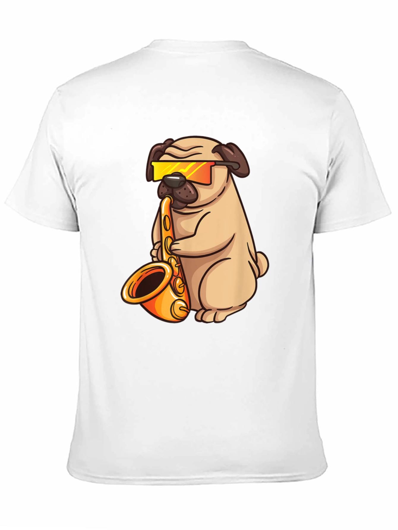 Black Saxophone Pug T-Shirt - Cool Dog Graphic Tee view 11