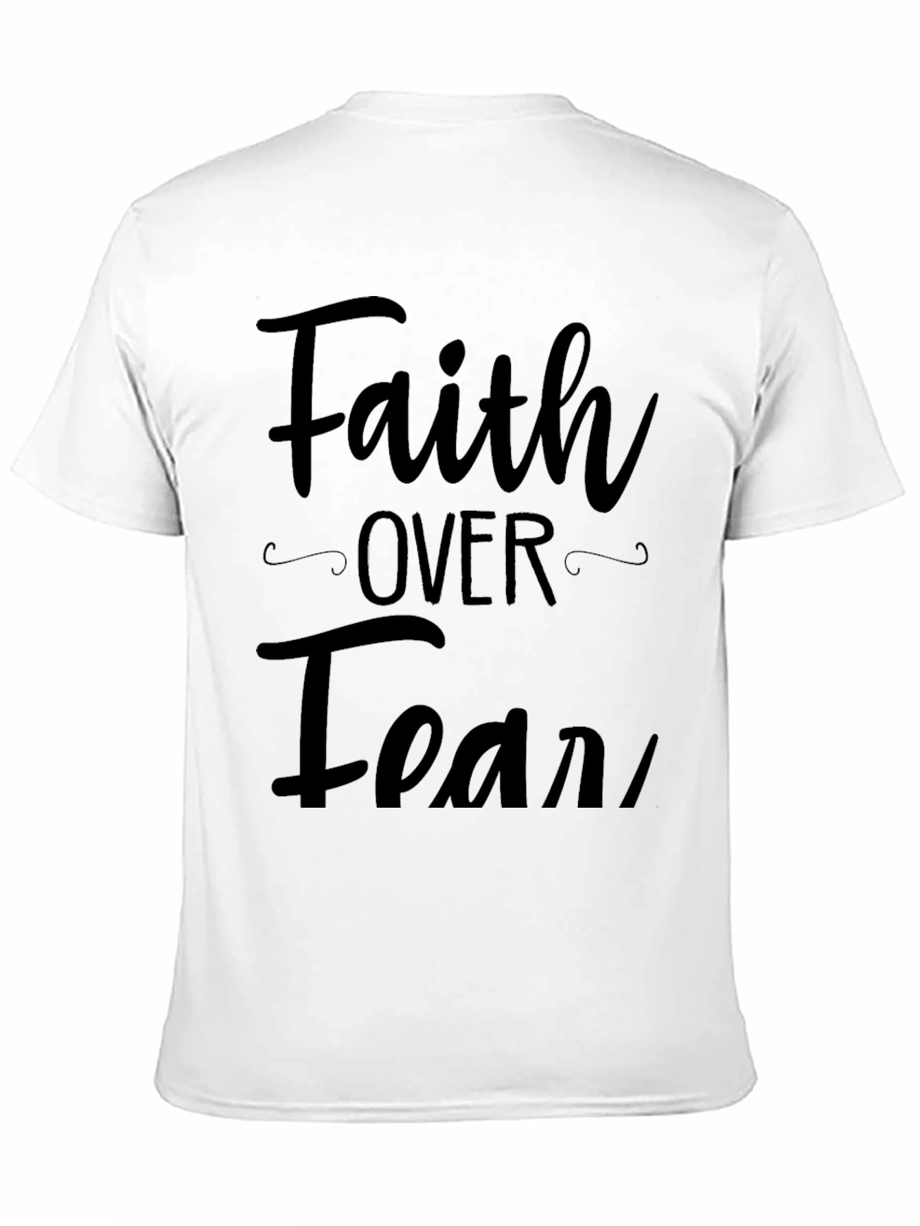 Black Faith Over Fear Graphic T-Shirt, Mens Casual Top view 11
