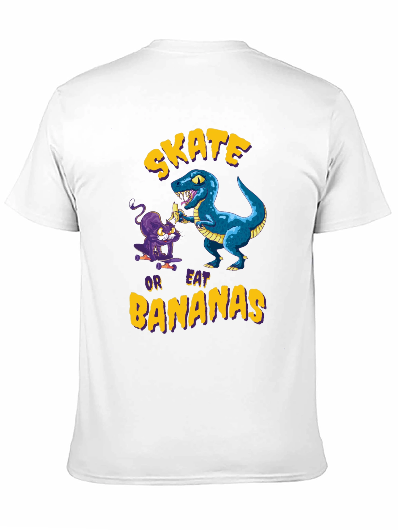 Black Skate or Eat Bananas Graphic Tee - Quirky Novelty T-Shirt view 11