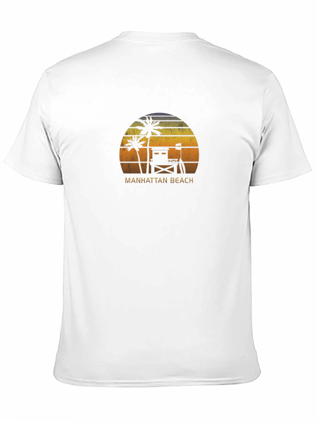 Black Manhattan Beach Retro Sunset Black T-Shirt view 11