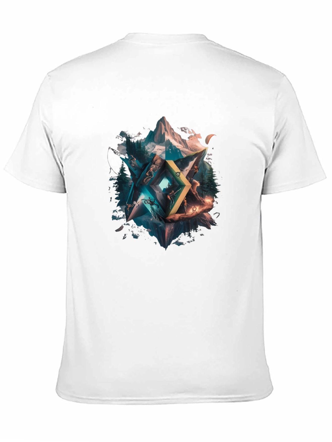 Black Geometric Nature T-Shirt - Unisex Design view 11