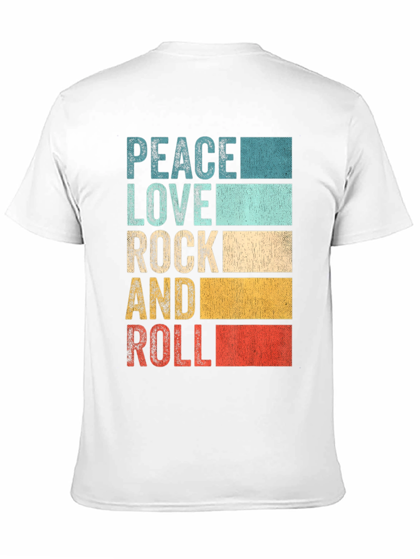Black Retro Peace Love Rock & Roll Graphic T-Shirt view 11