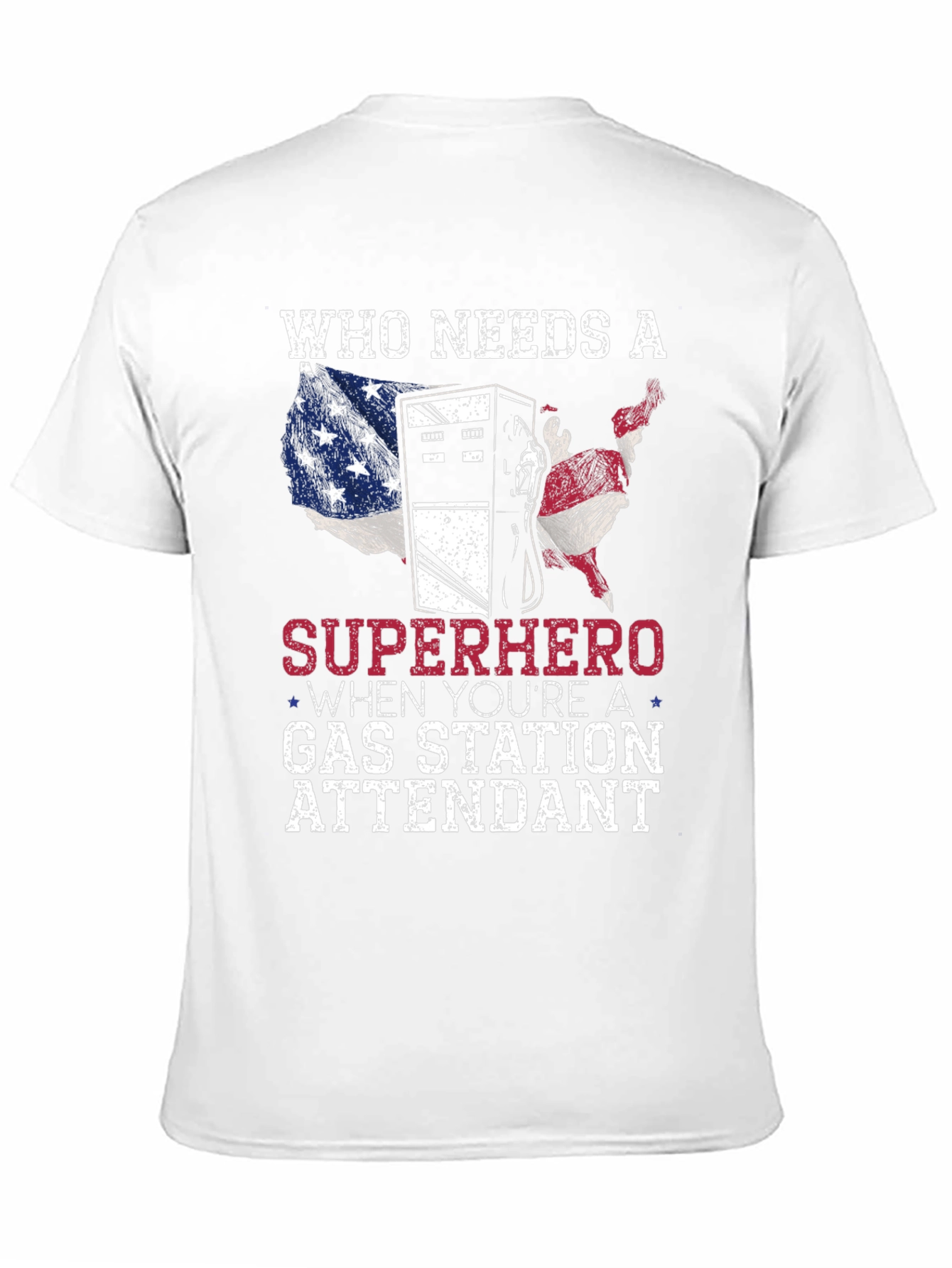 Black Gas Station Attendant Superhero Graphic T-Shirt view 11