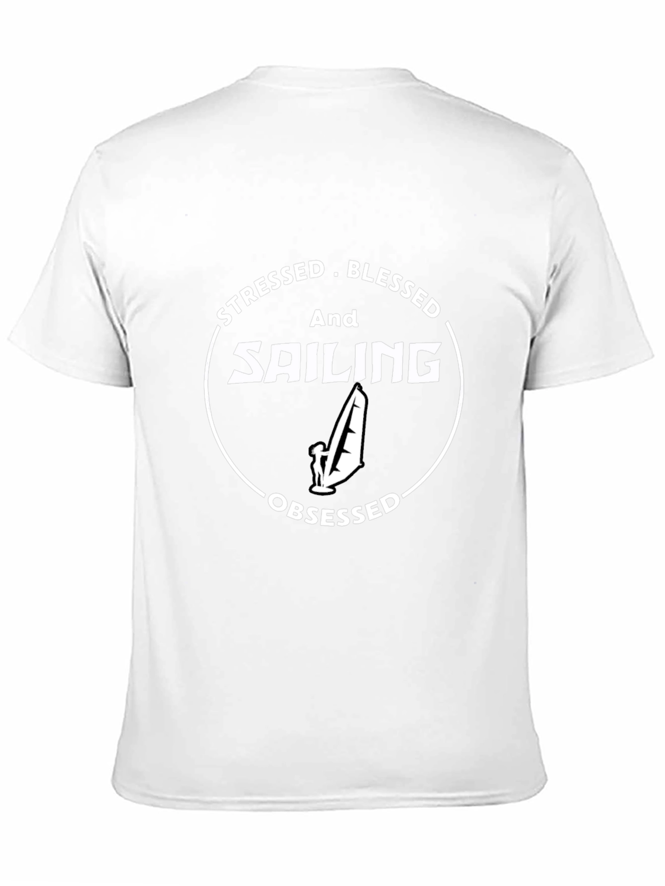 Black Stressed Blessed Sailing Obsessed Black T-Shirt view 11