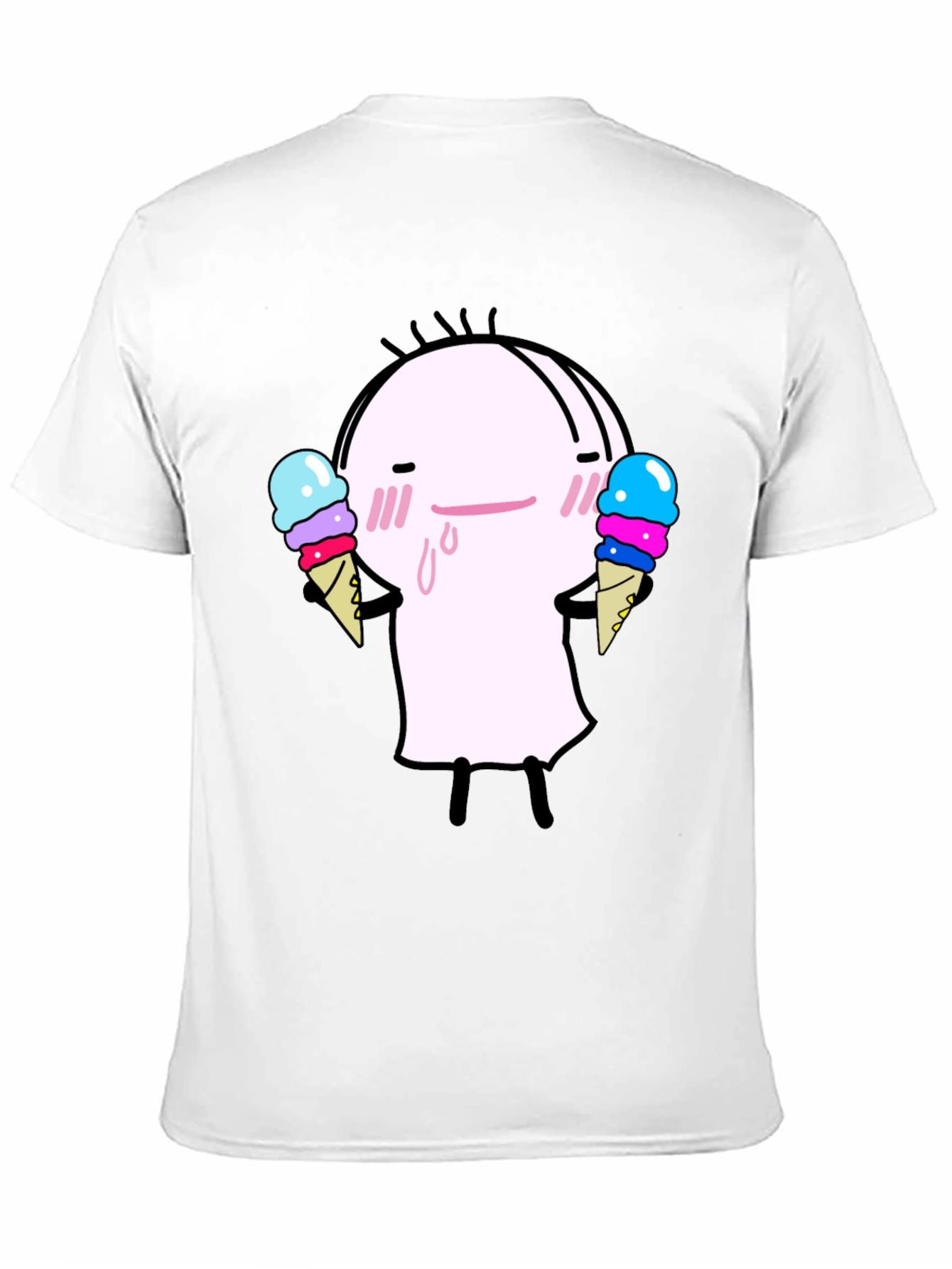 Black Cute Ice Cream Character Black T-Shirt view 11
