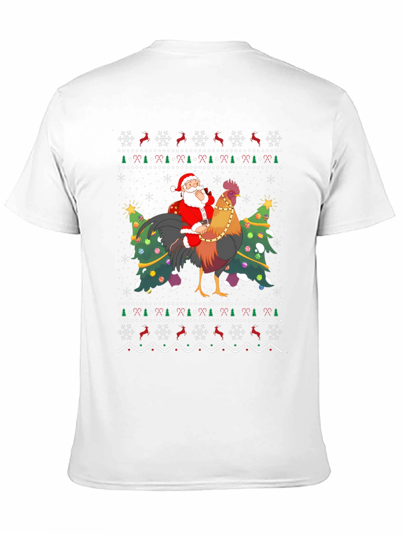 Santa Riding Rooster Ugly Christmas T-Shirt - 11