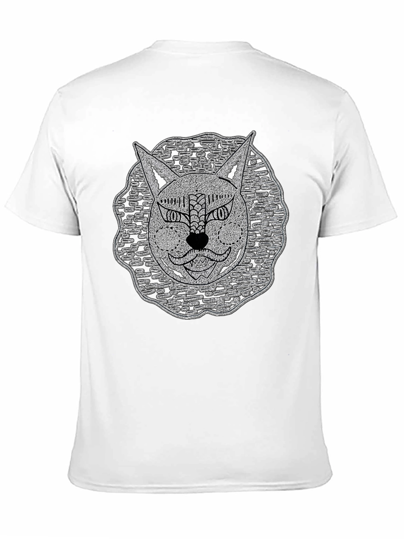 Black Abstract Cat Face Black T-Shirt view 11
