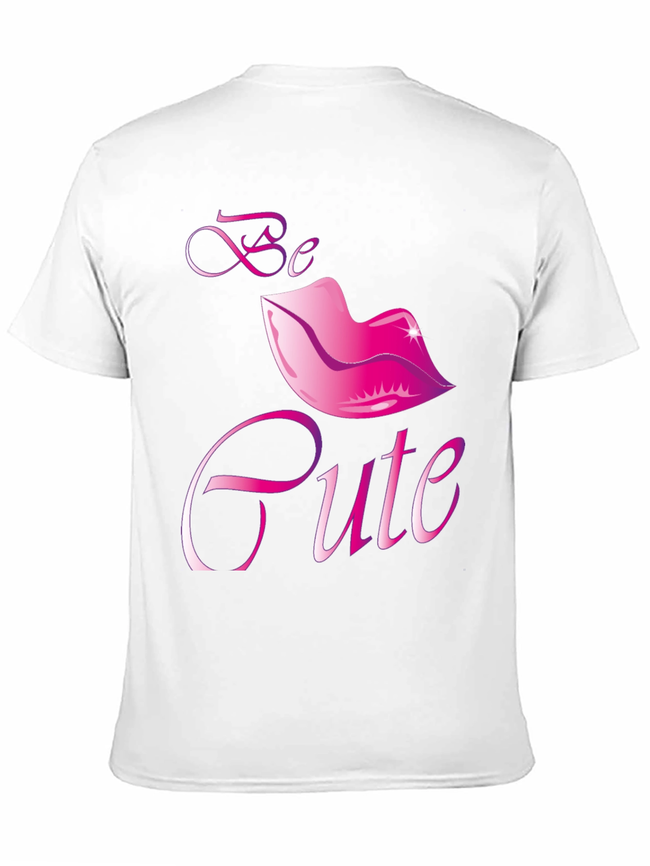 Black Be Cute Lips Graphic Black T-Shirt view 11