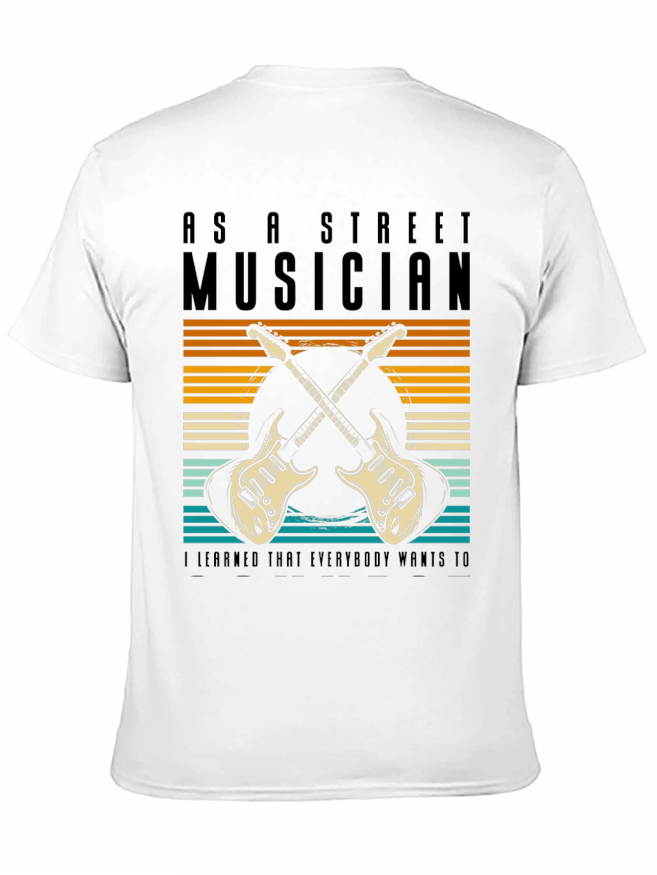 Black Street Musician Guitar T-Shirt view 11