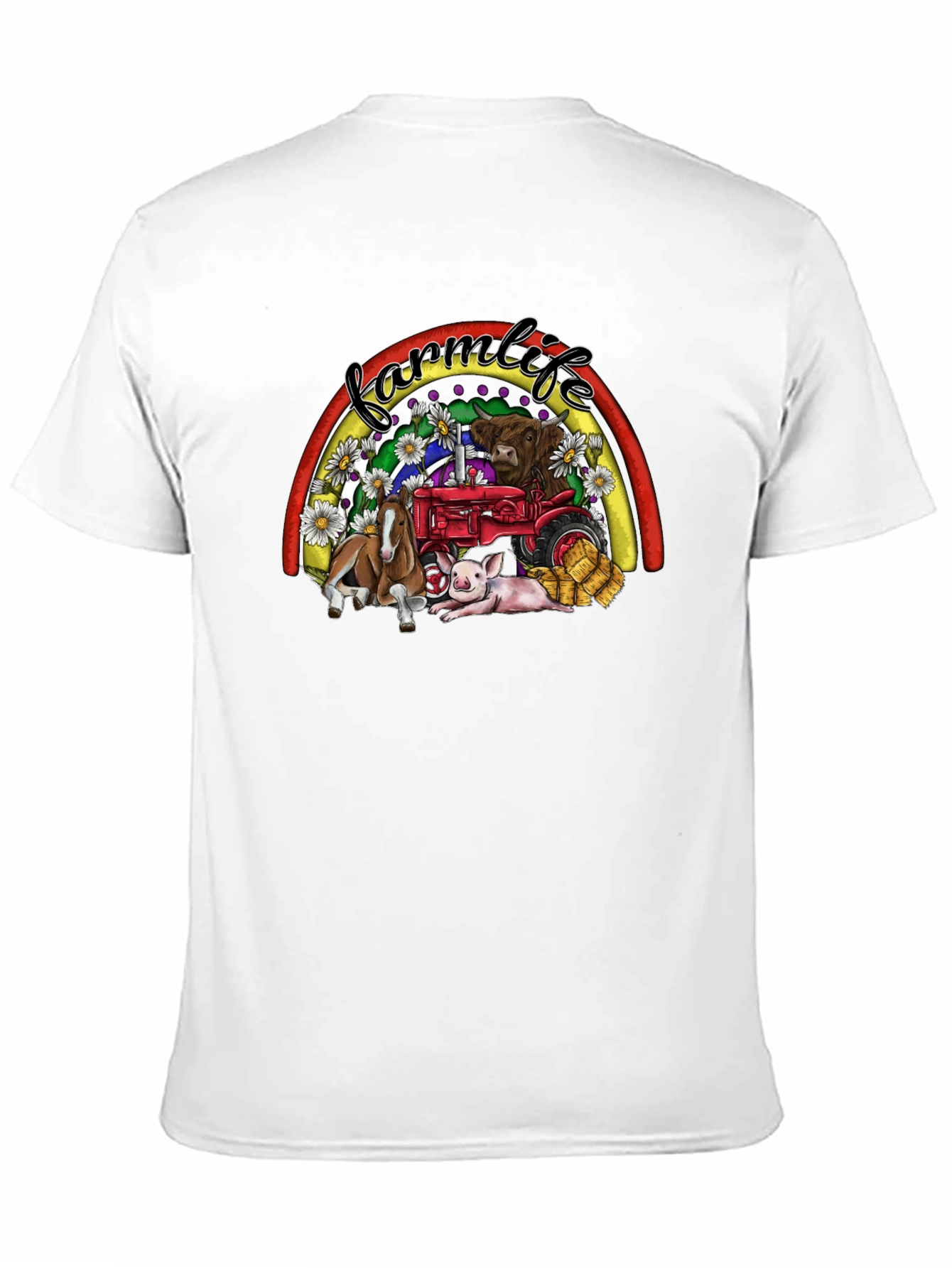 Black Farm Life Graphic Tee -  Animals & Tractor Rainbow view 11