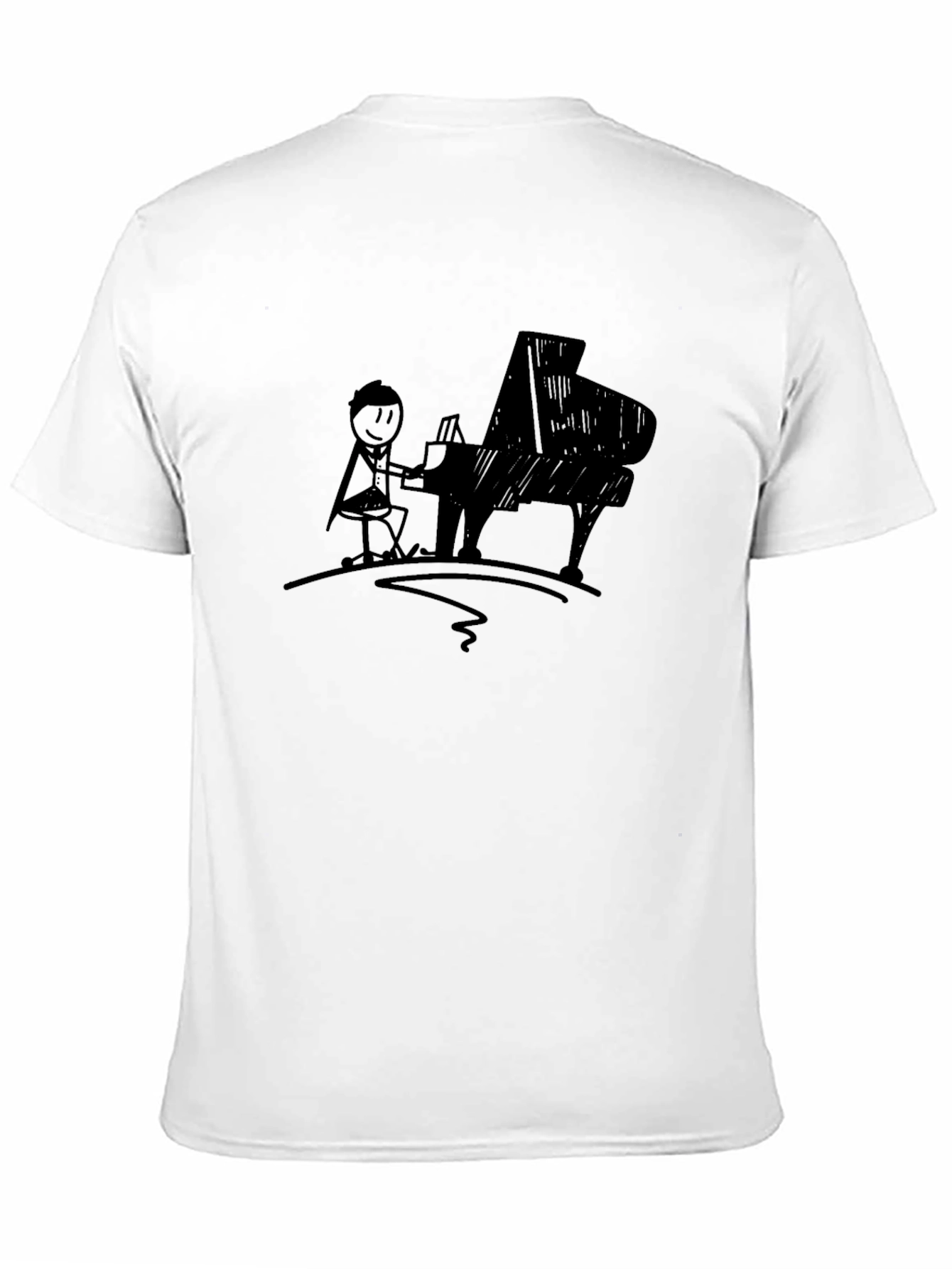 Black Piano Player Graphic Tee - Black Cotton T-Shirt view 11