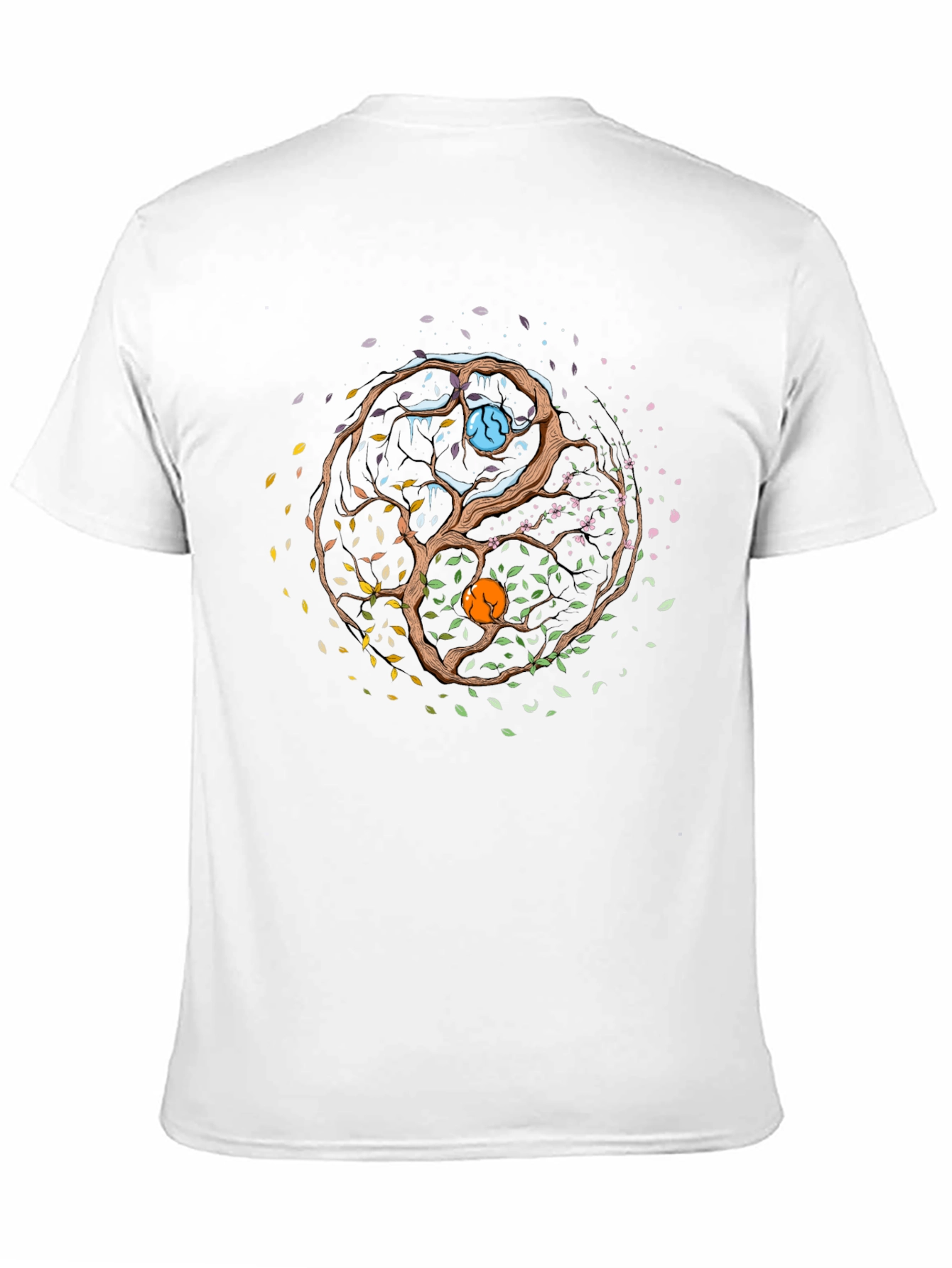 Black Yin Yang Seasons Tree Graphic Tee - Mens Black T-Shirt view 11