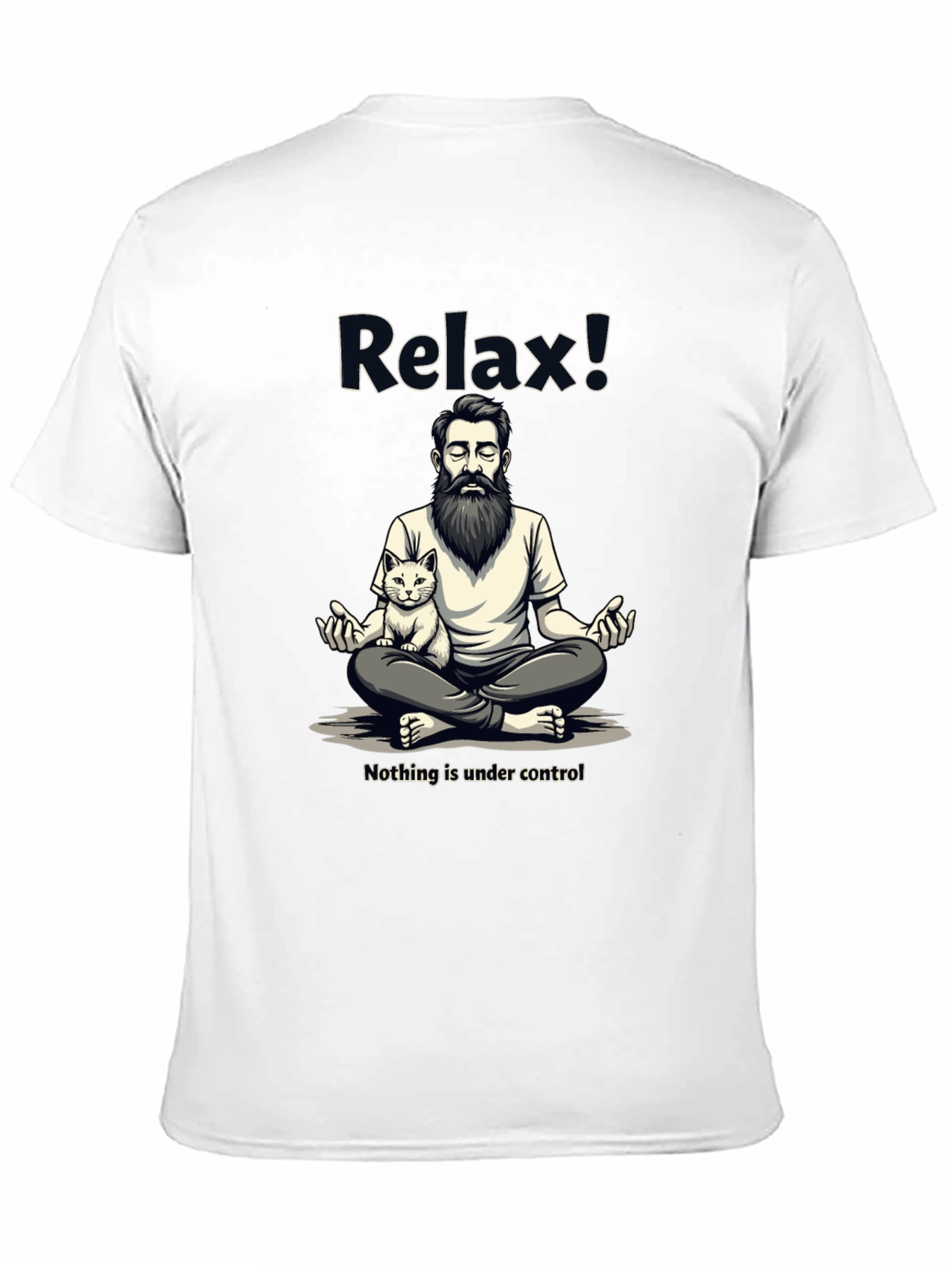 Black Relax! Meditation Cat Graphic Tee - Comfy Cotton view 11