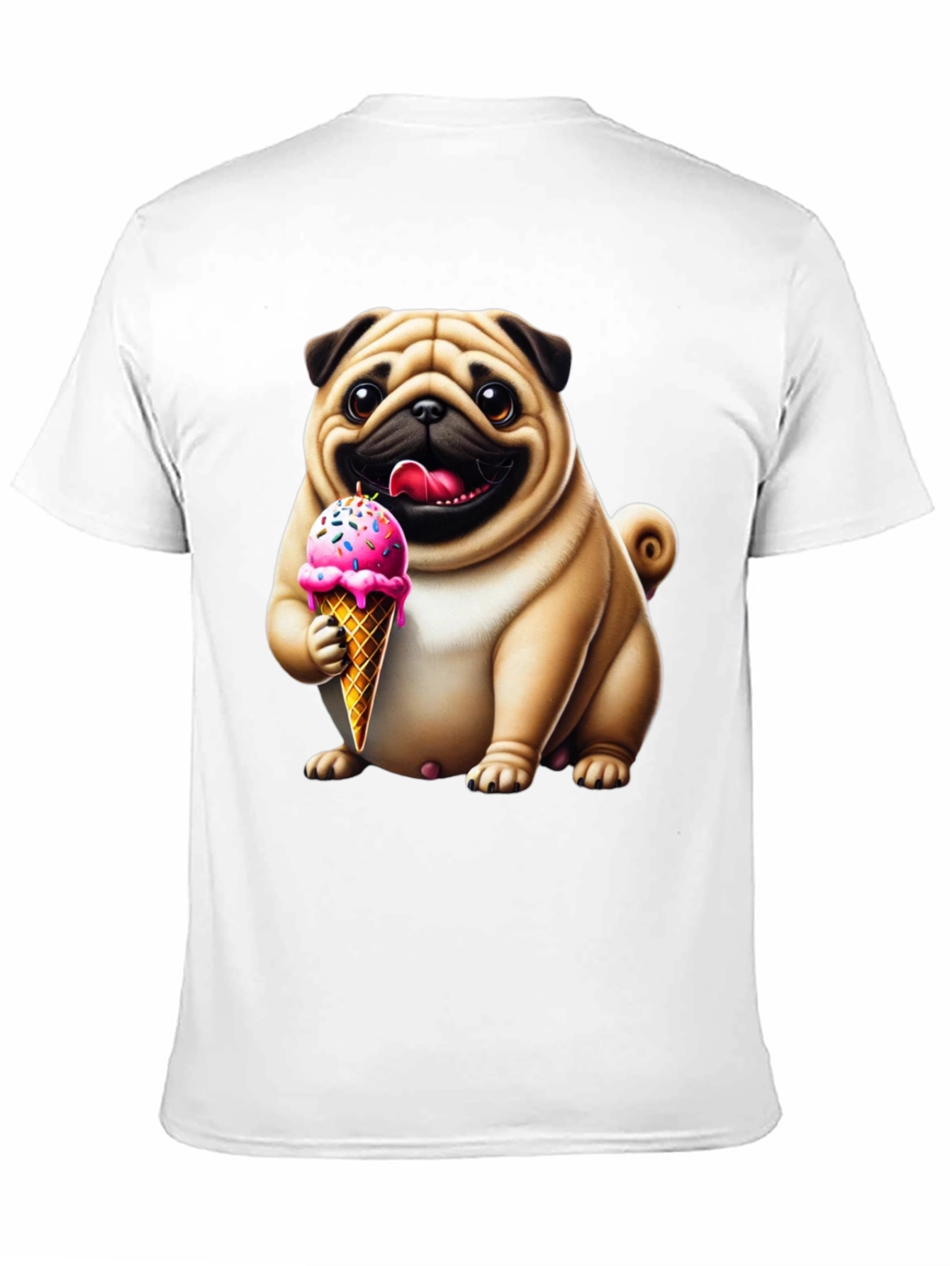 Black Pug Ice Cream T-Shirt - Adorable Dog Tee view 11