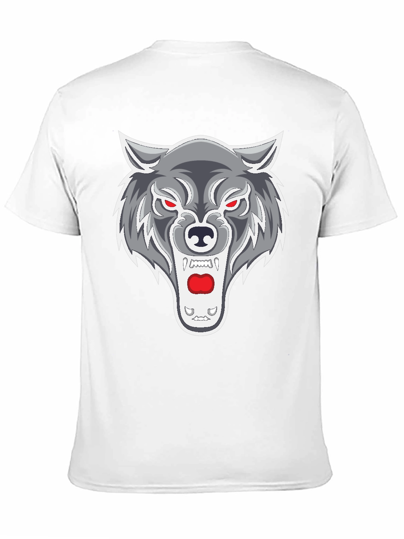 Black Men's Black T-Shirt with Wolf Graphic view 11