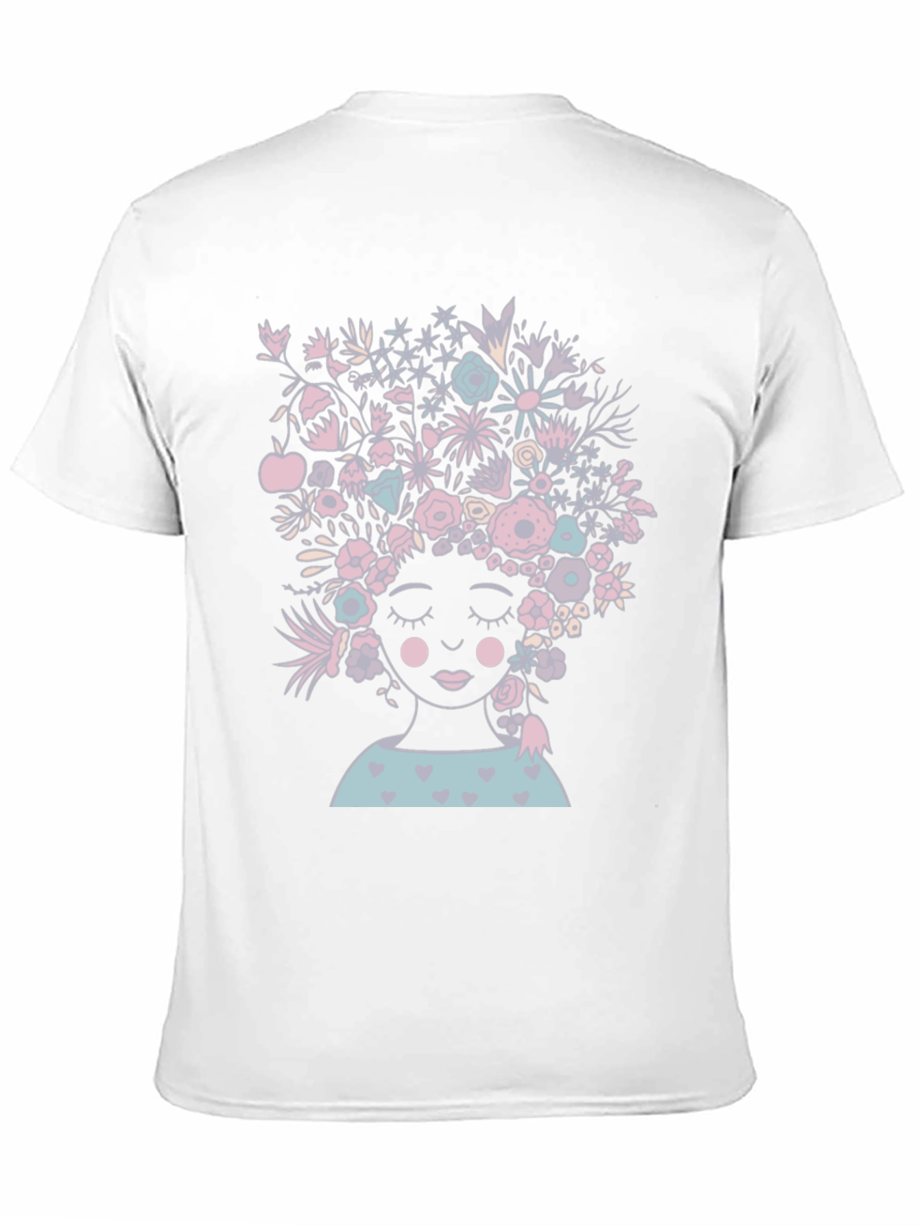 Black Floral Woman Graphic Tee - Black Cotton T-Shirt view 11