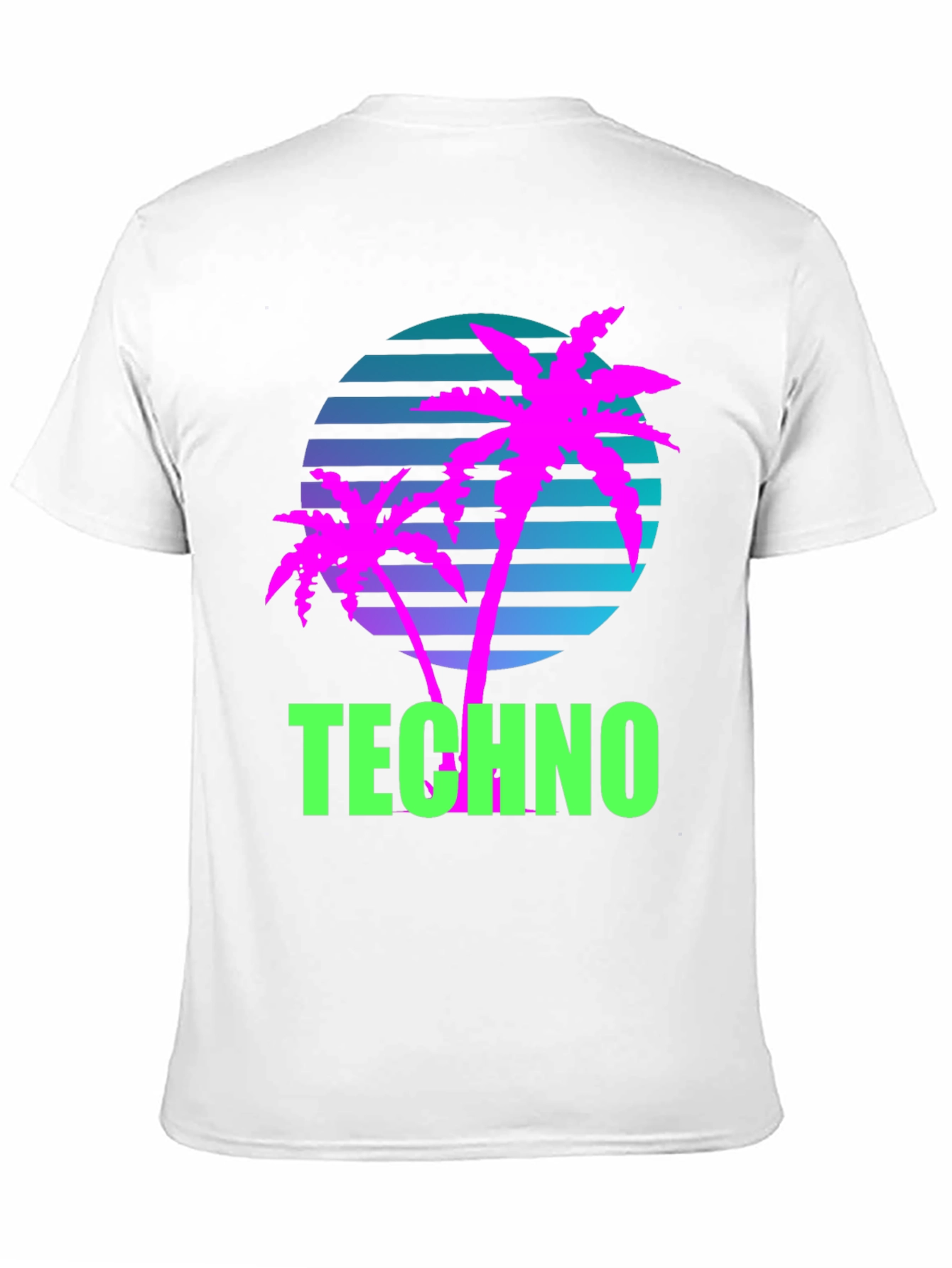 Black Retro Techno Palm T-Shirt - Vaporwave Style view 11