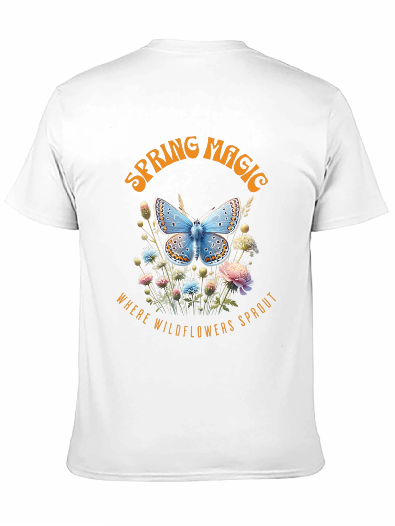 Black Spring Magic Wildflower Butterfly Graphic Tee view 11