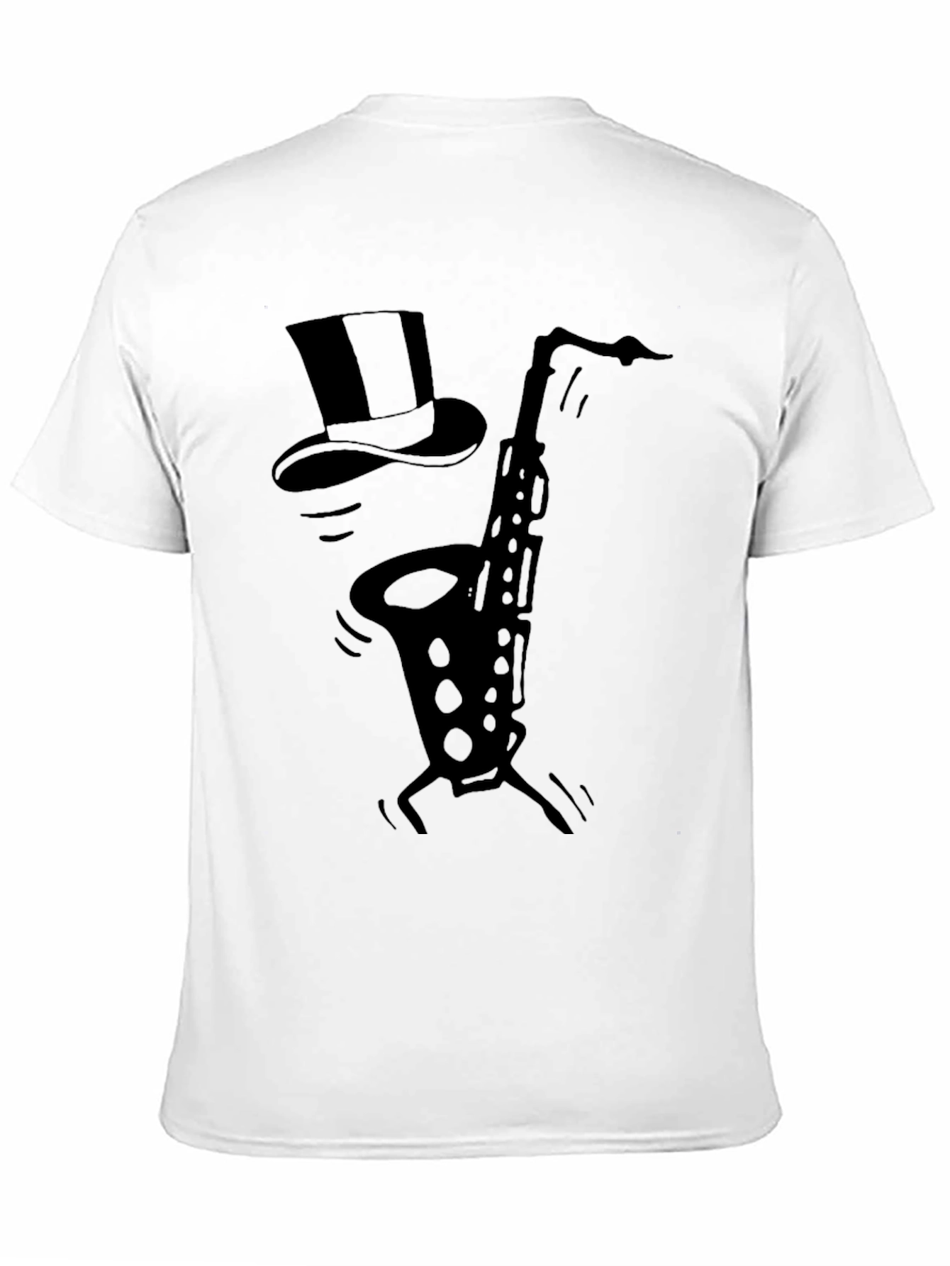 Black Saxophone Top Hat Black Graphic T-Shirt view 11