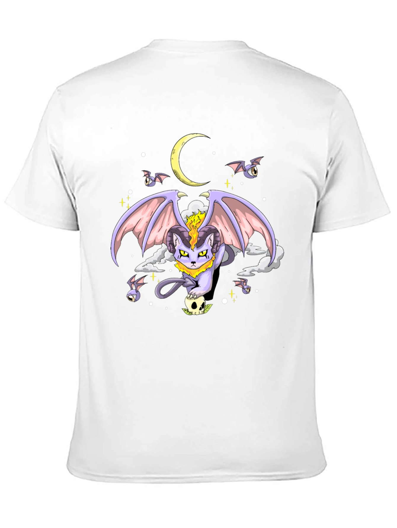 Black Gothic Cat Moon T-Shirt view 11