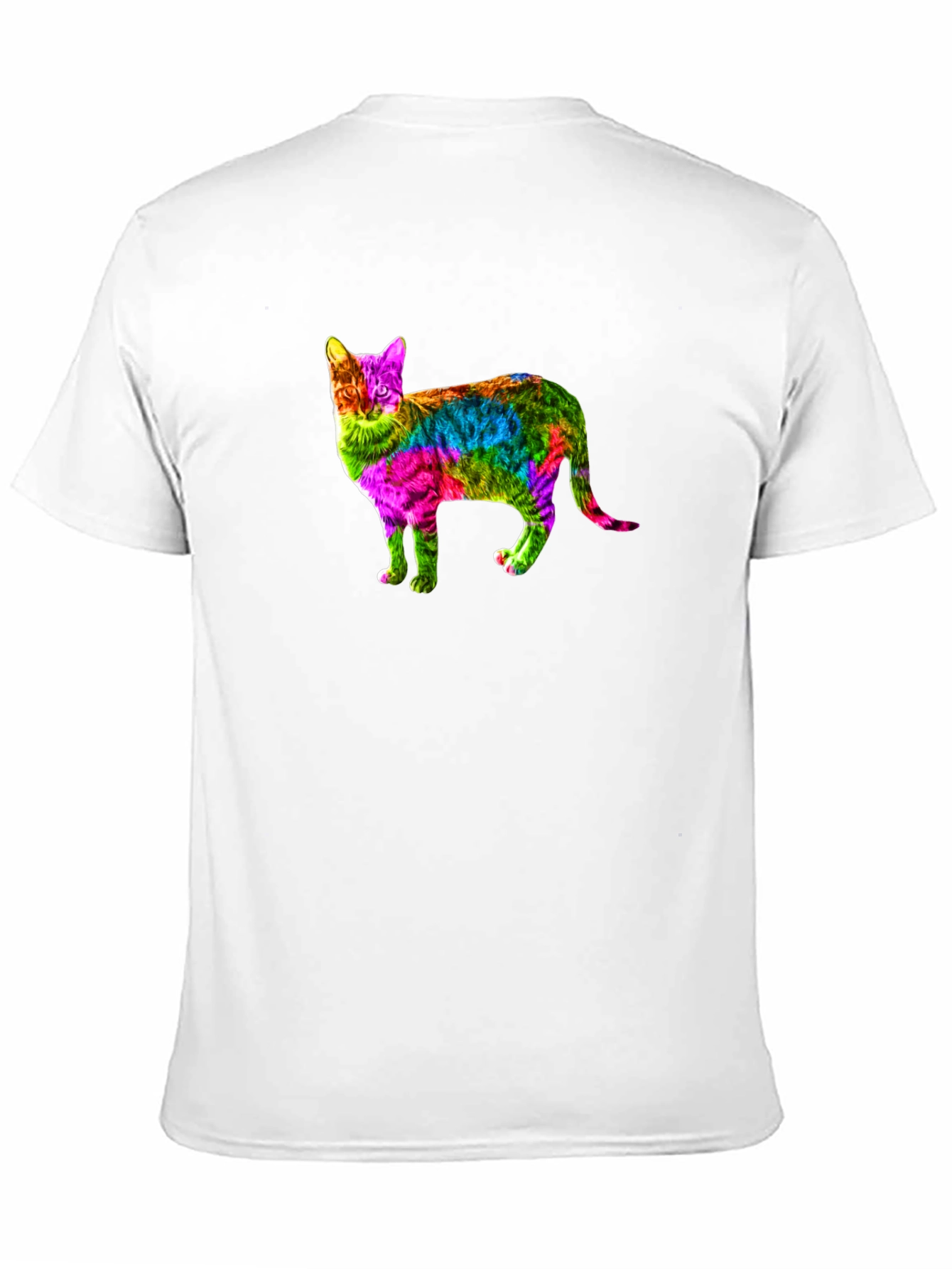 Black Rainbow Cat Graphic Print Black T-Shirt view 11