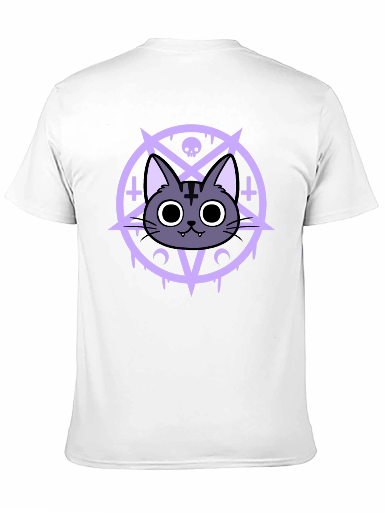 Black Gothic Cat T-Shirt - Occult Pentagram Design view 11