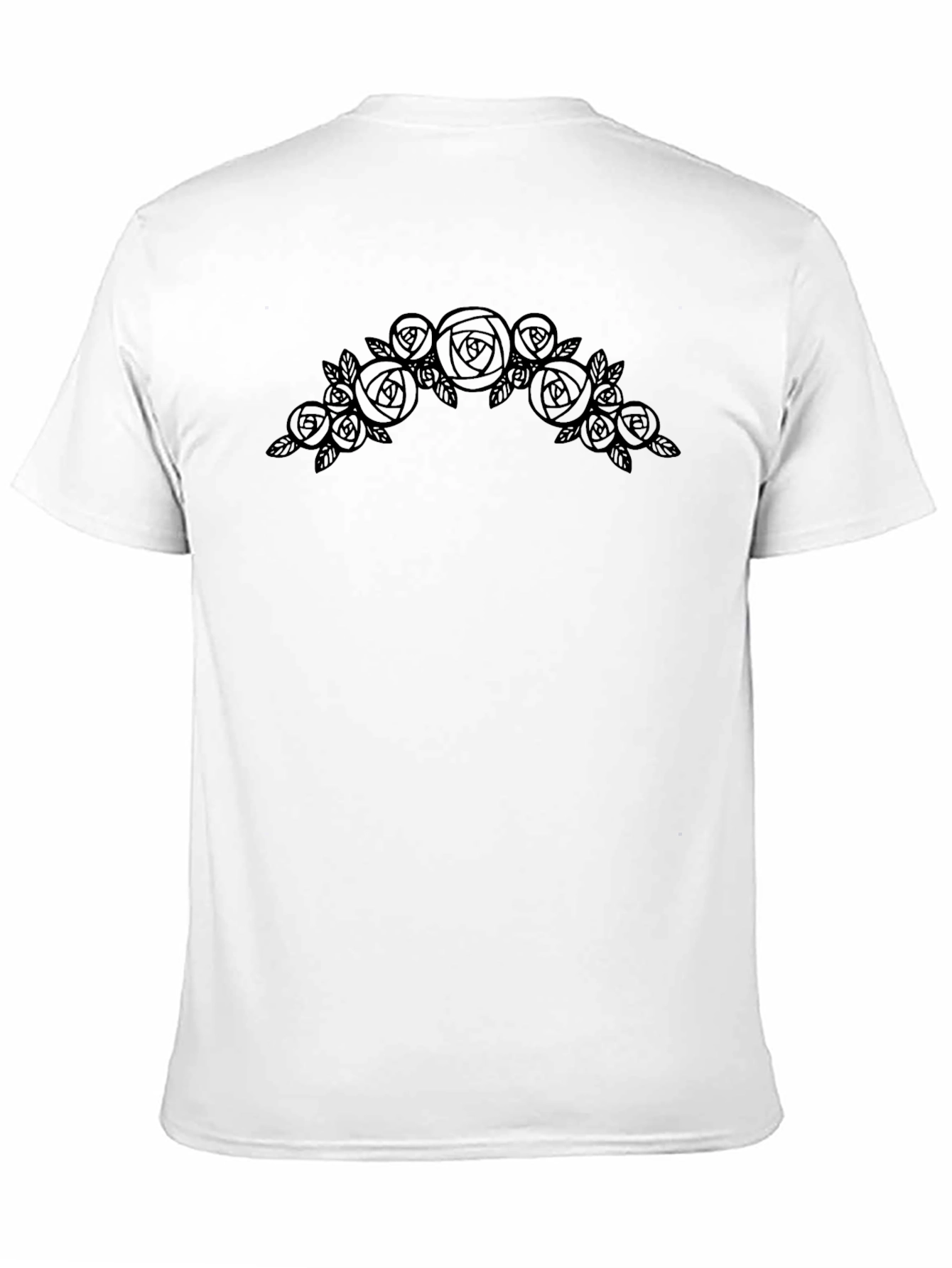 Black Black T-Shirt with Rose Floral Design view 11